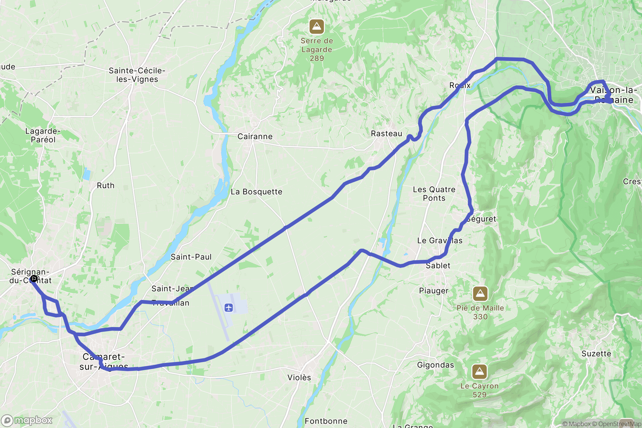Sérignan-du-Comtat : carte du parcours de randonnée - France