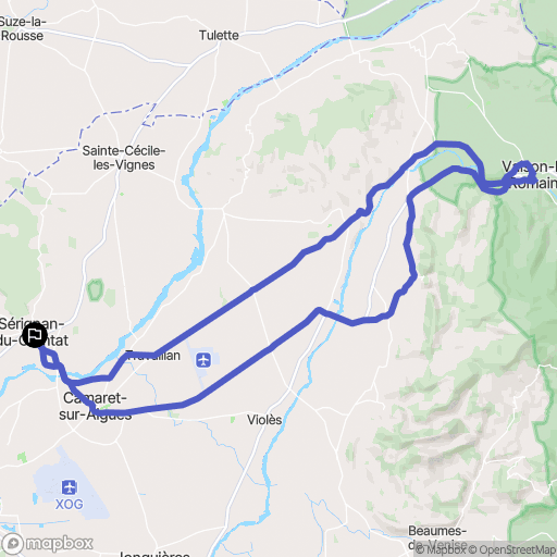 Sérignan-du-Comtat : carte du parcours de randonnée - France