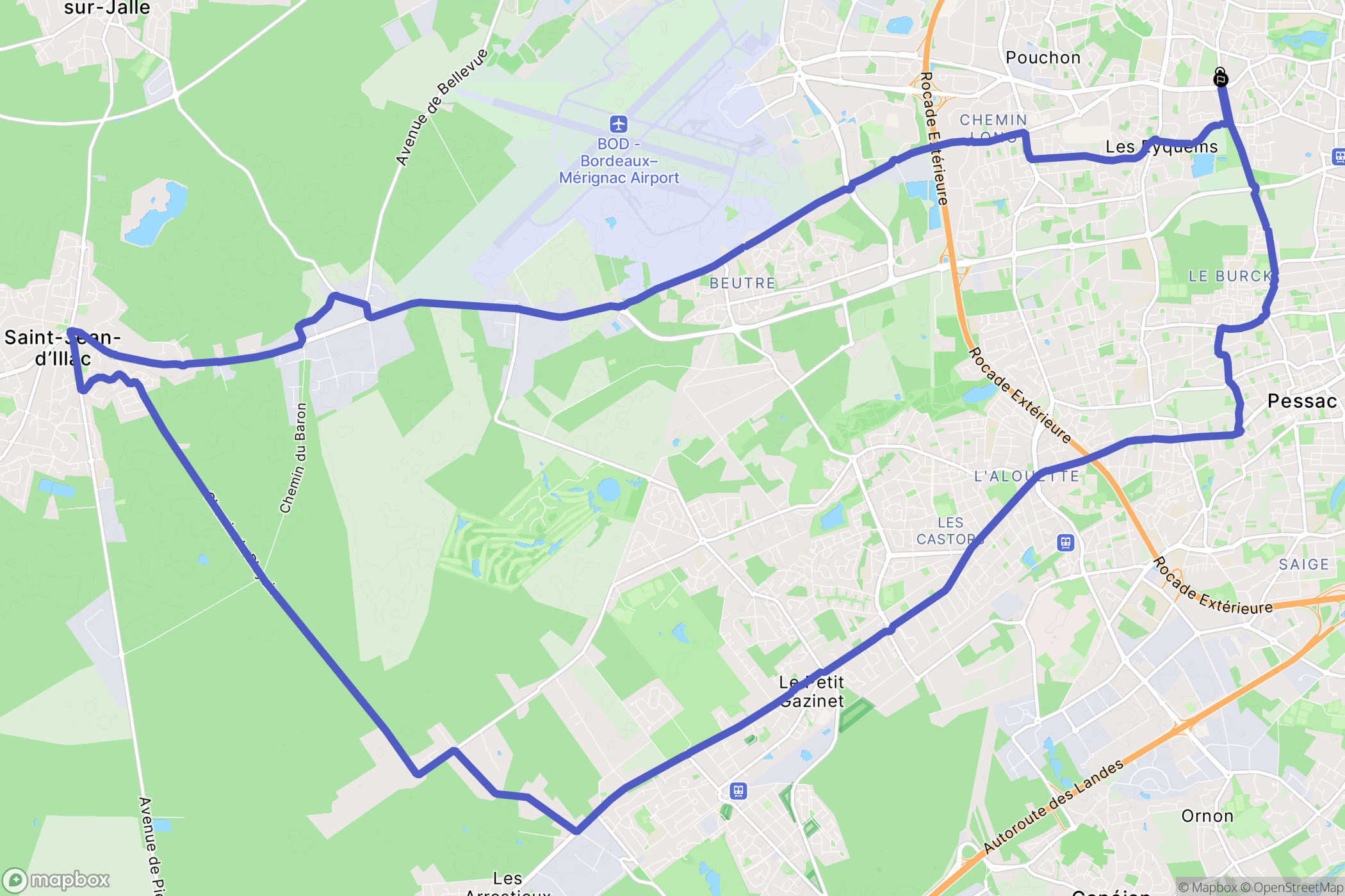 Mérignac : carte du parcours de randonnée - France