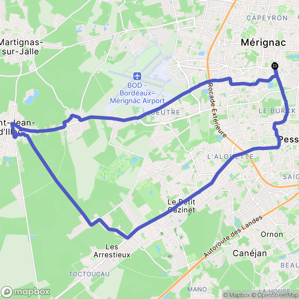Mérignac : carte du parcours de randonnée - France
