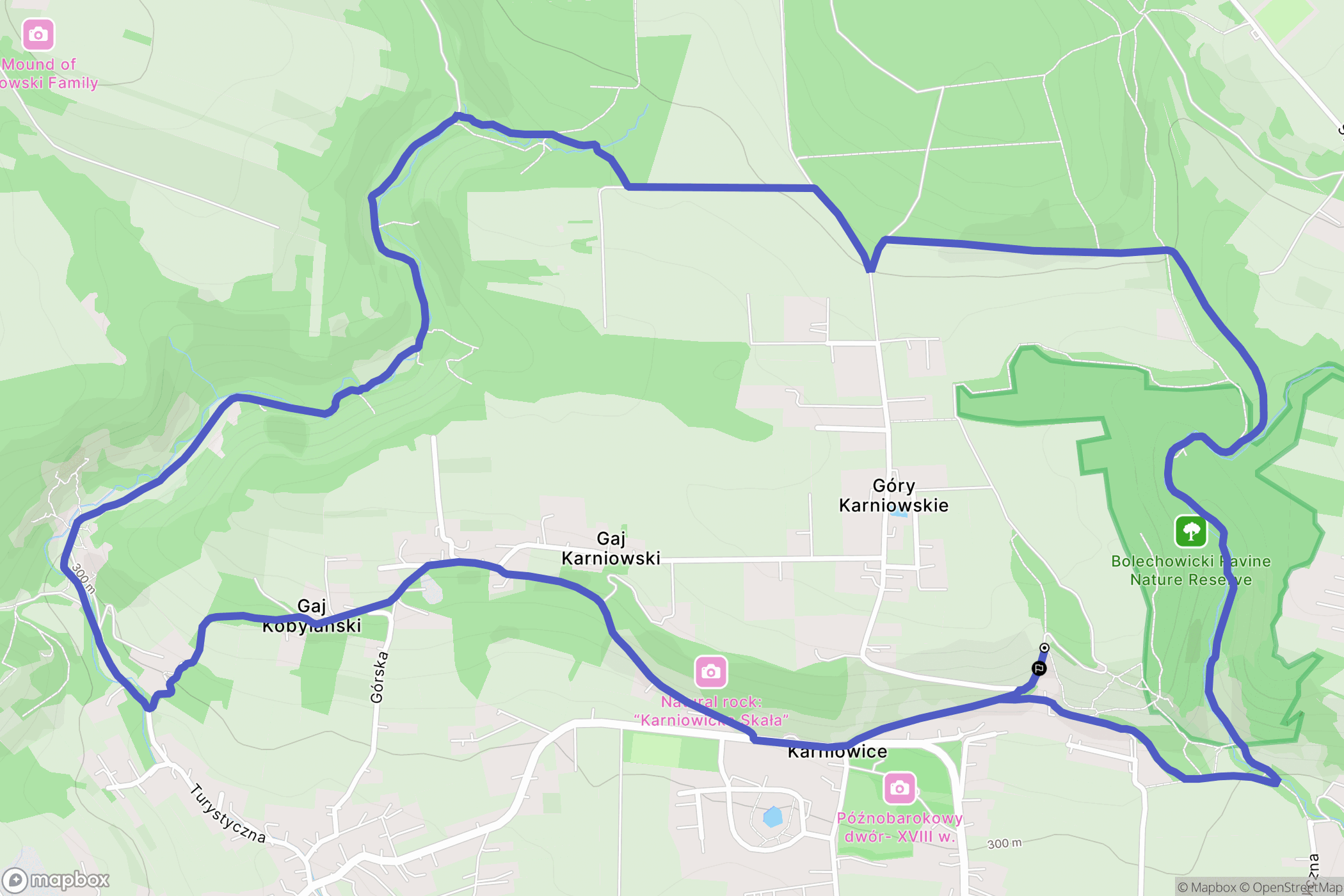 Karniowice: mapa trasy - Poland