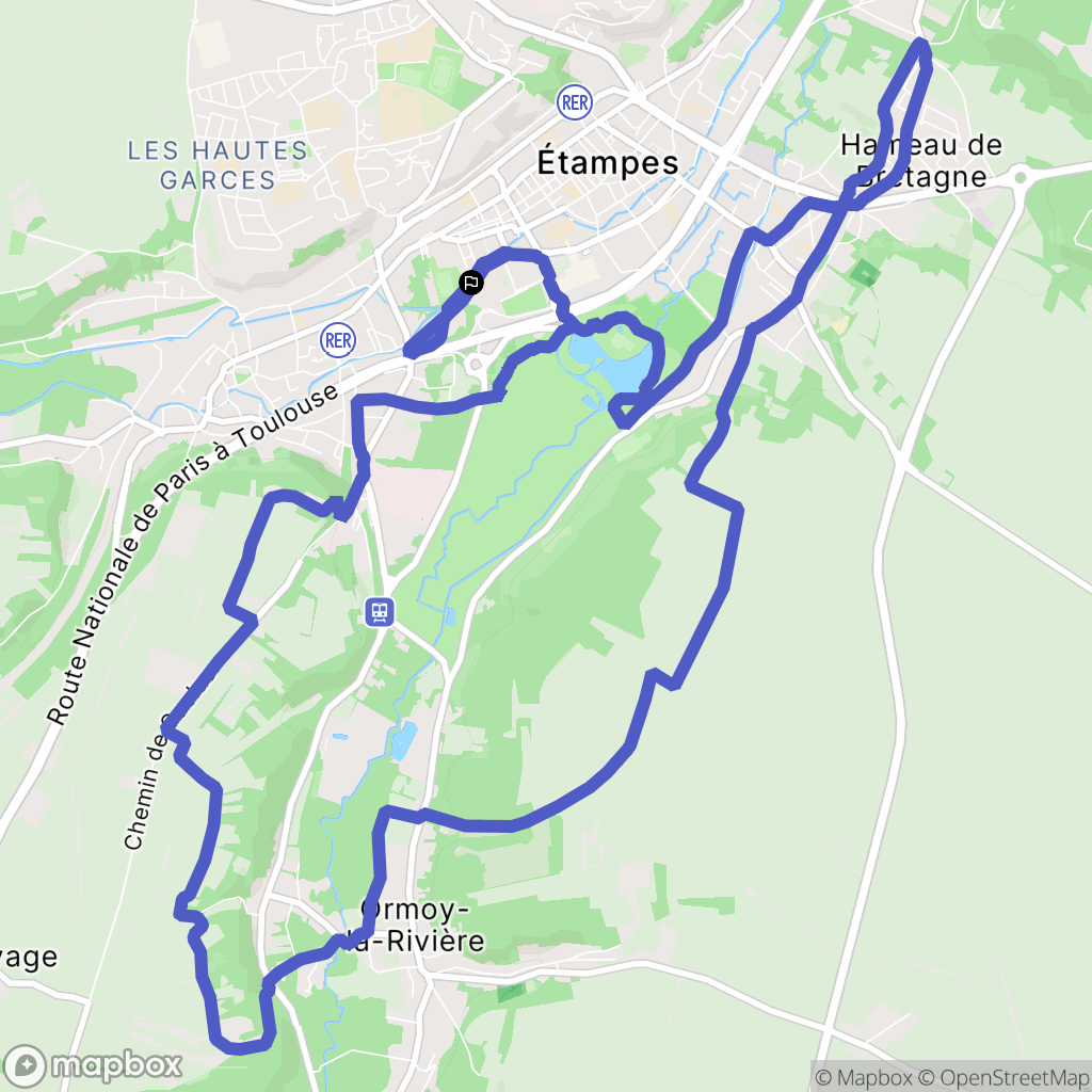 Étampes : carte du parcours de randonnée - France