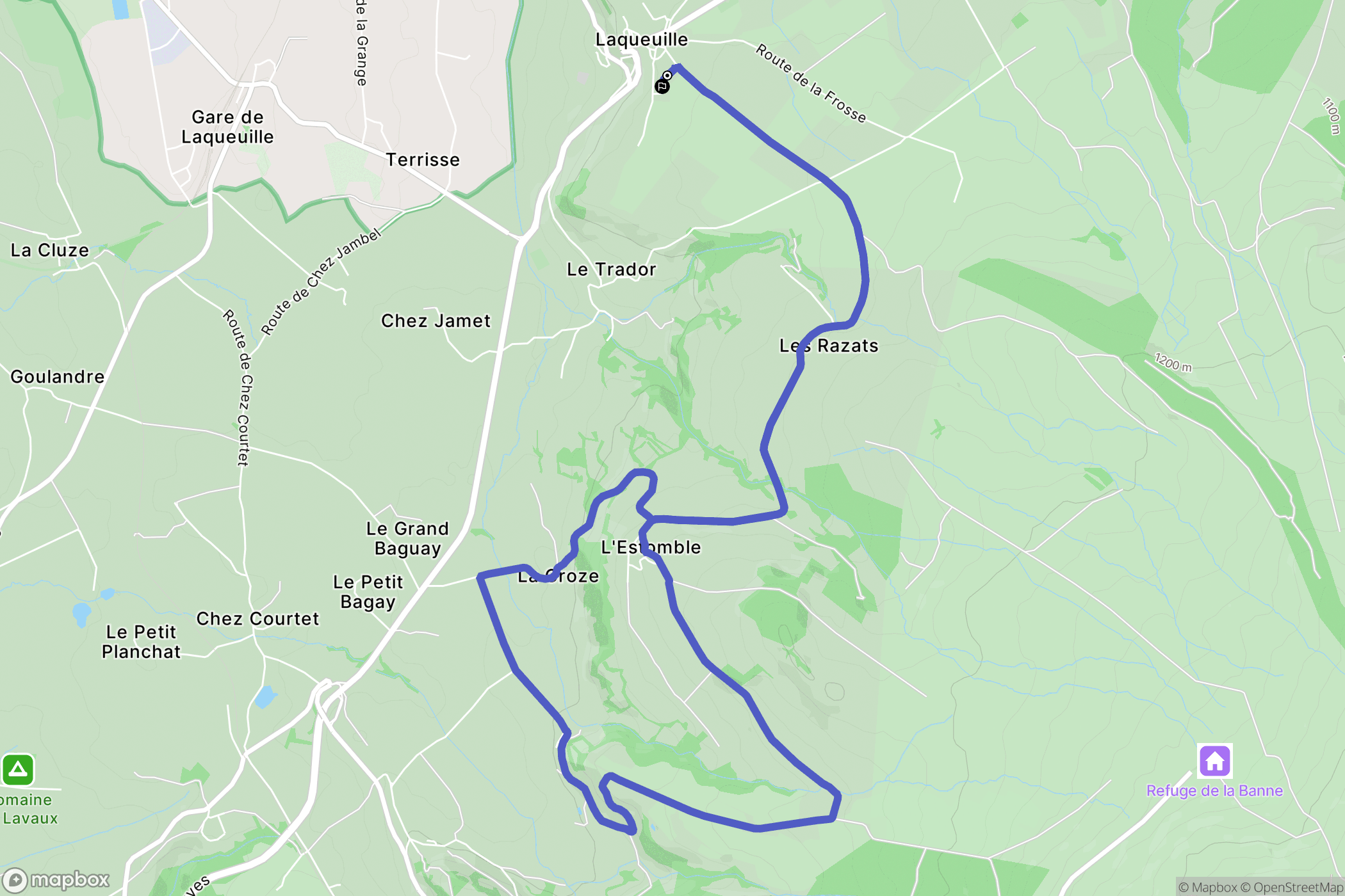 Laqueuille : carte du parcours de randonnée - France