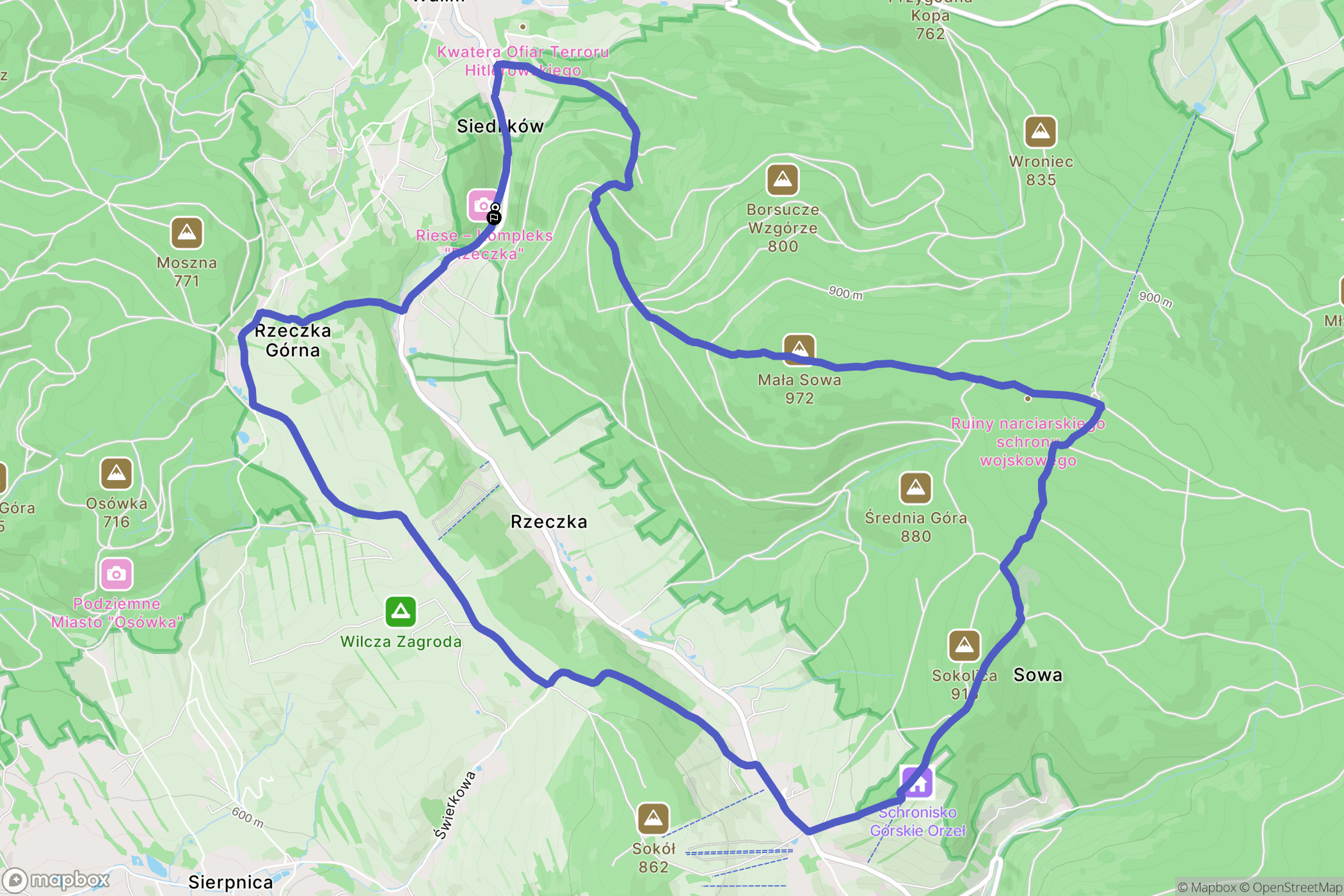 Walim: mapa trasy - Poland
