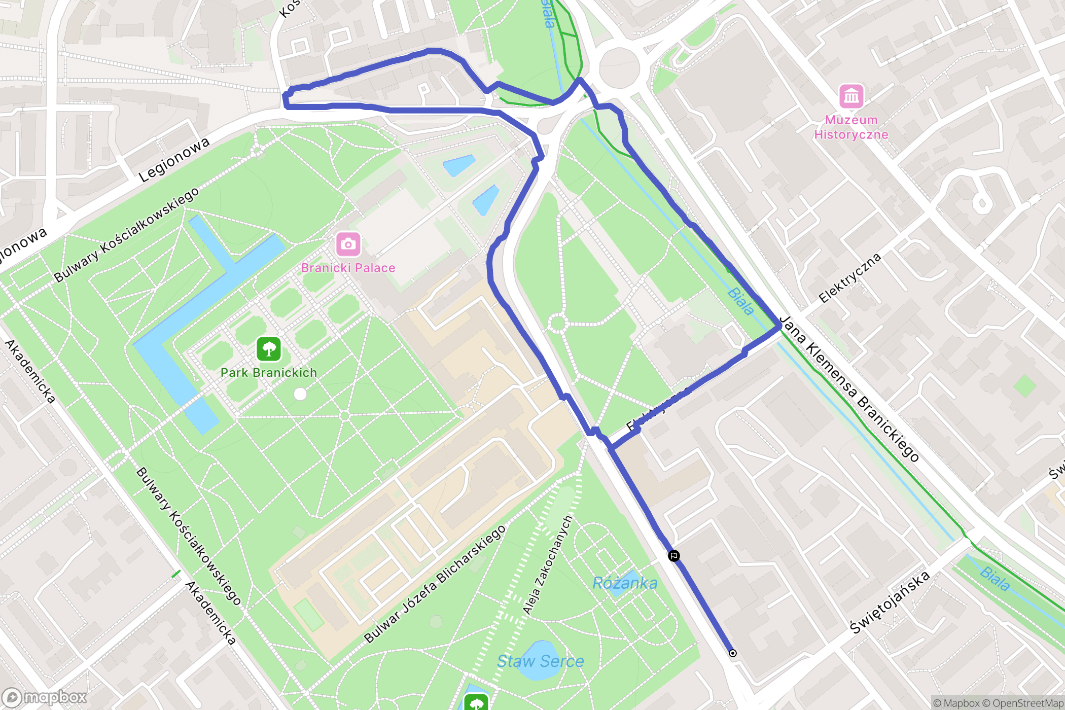 Białystok: mapa trasy - Poland