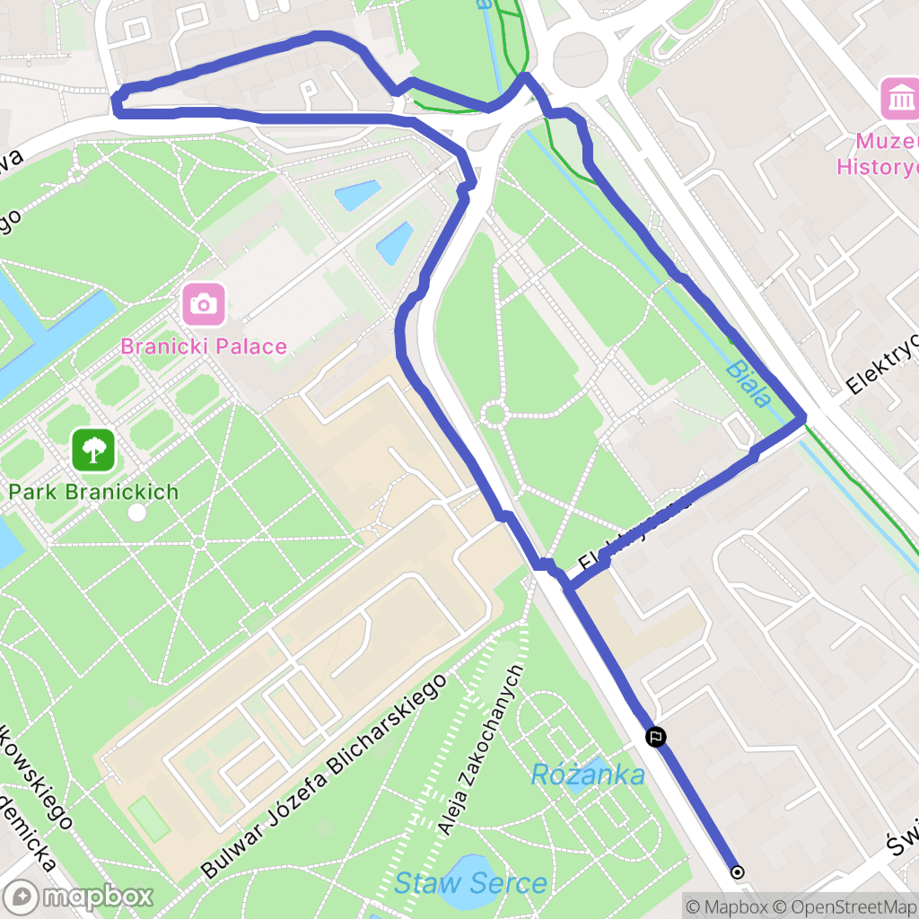 Białystok: mapa trasy - Poland