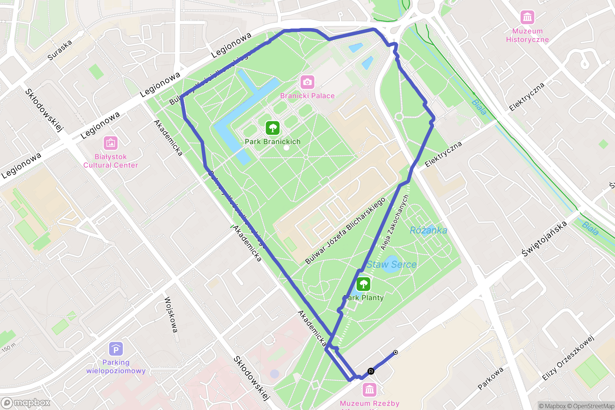 Białystok: mapa trasy - Poland