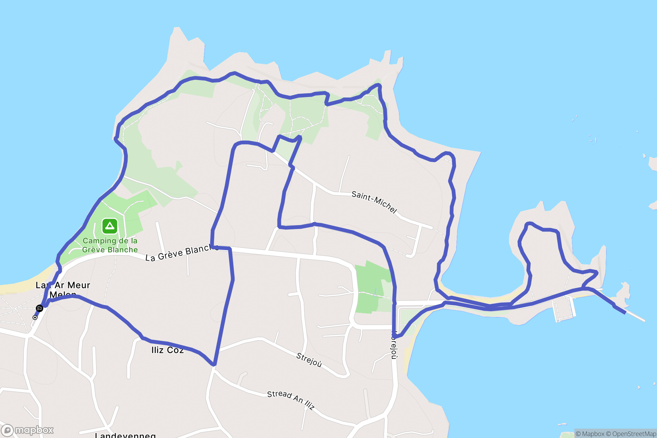 Plouguerneau : carte du parcours de randonnée - France