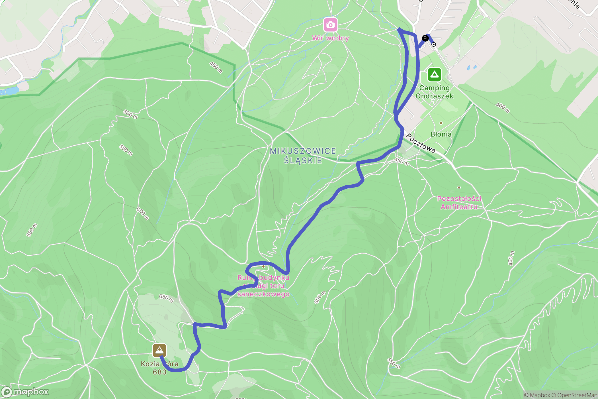 Bielsko-Biała: mapa trasy - Poland