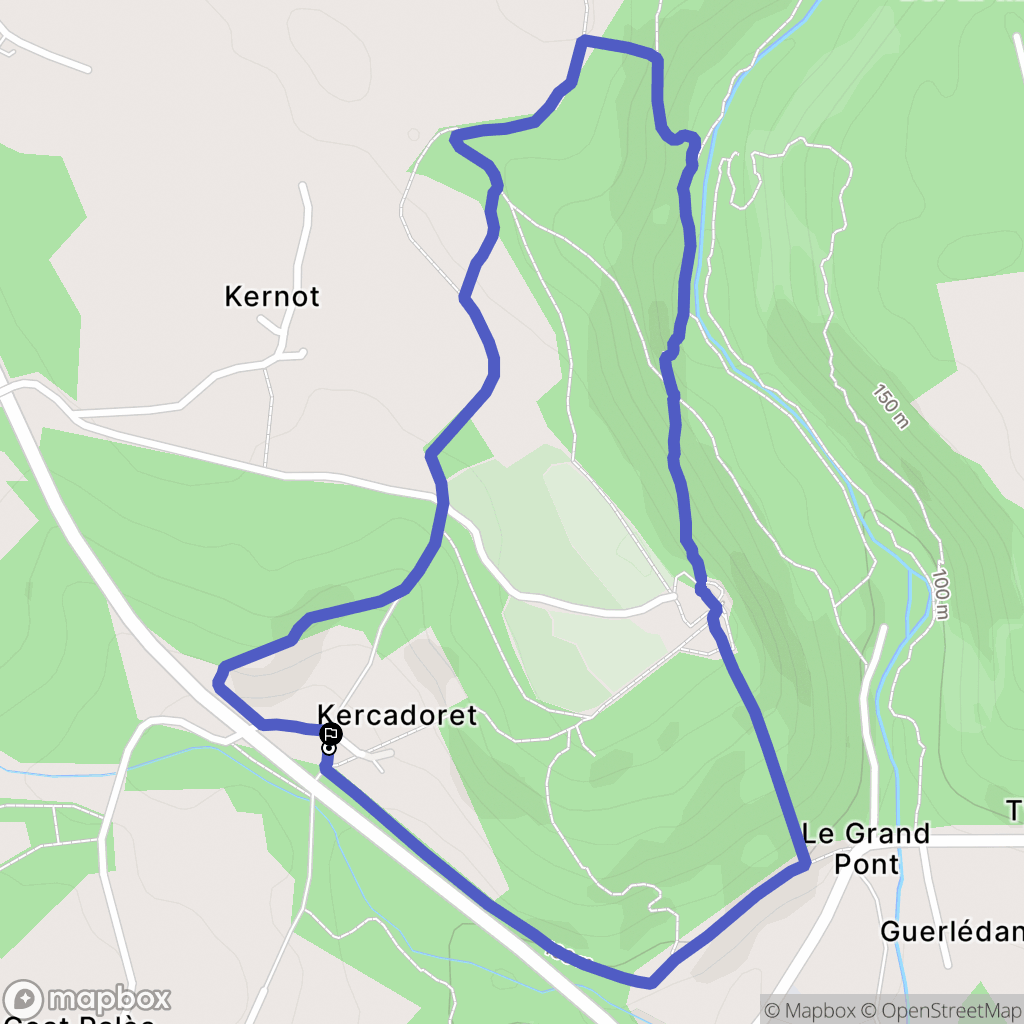 Le Faouët : carte du parcours de randonnée - France
