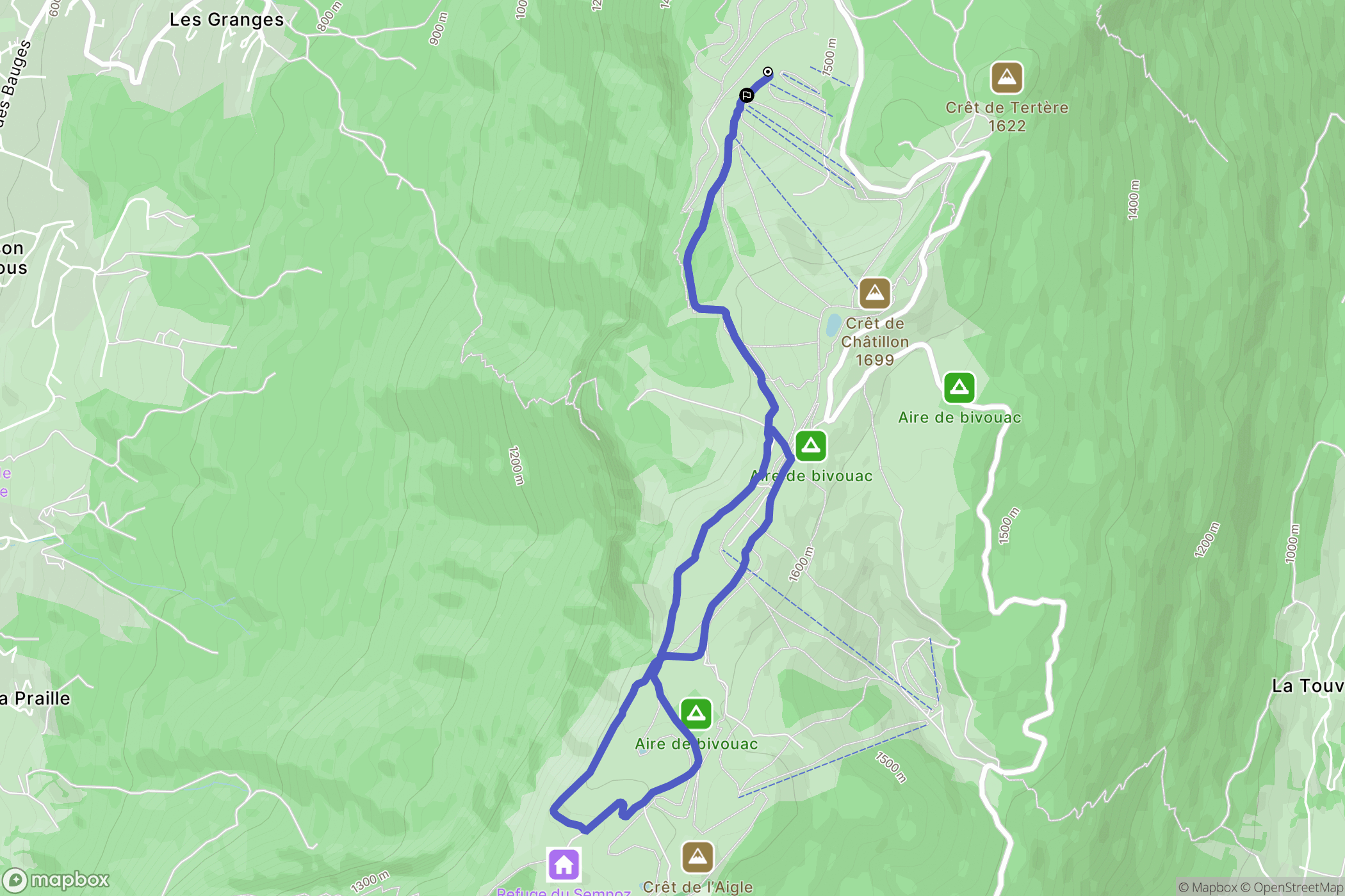 Gruffy : carte du parcours de randonnée - France