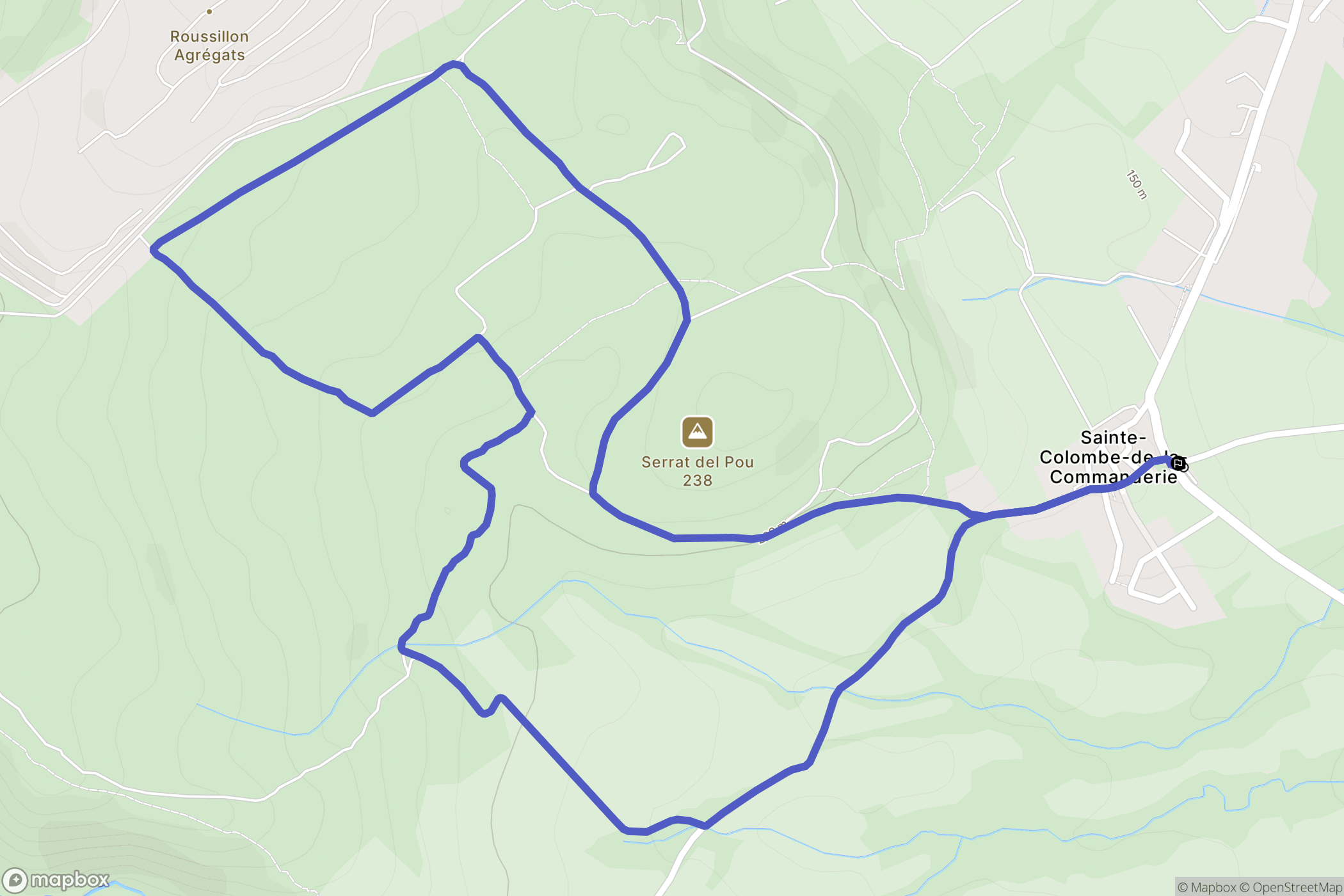 Sainte-Colombe-de-la-Commanderie : carte du parcours de randonnée - France