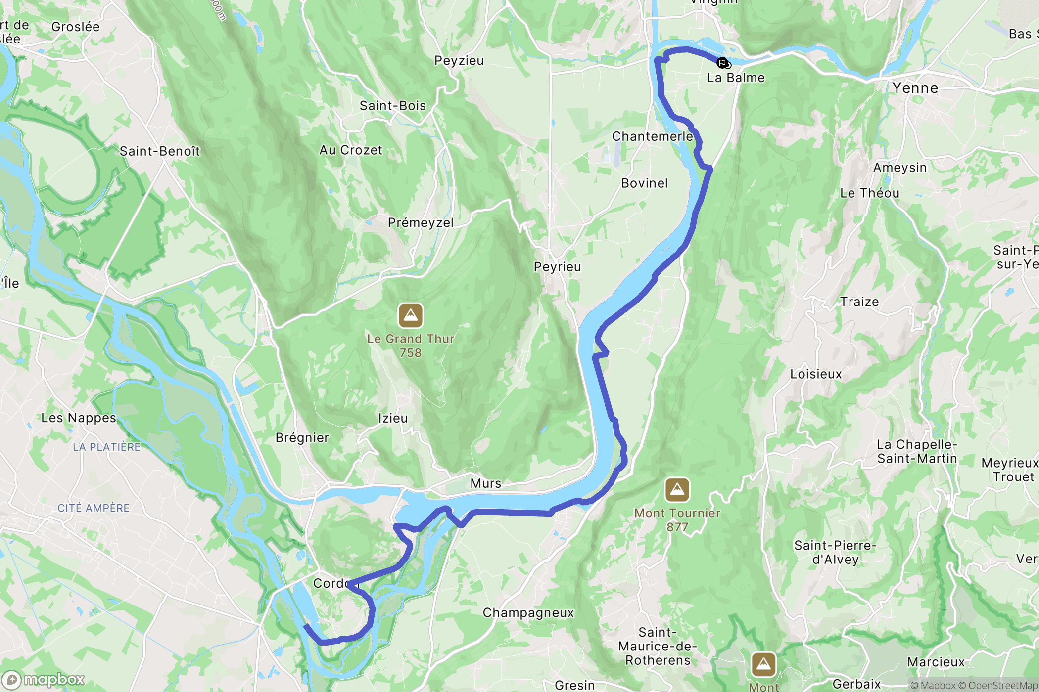La Balme : carte du parcours de randonnée - France