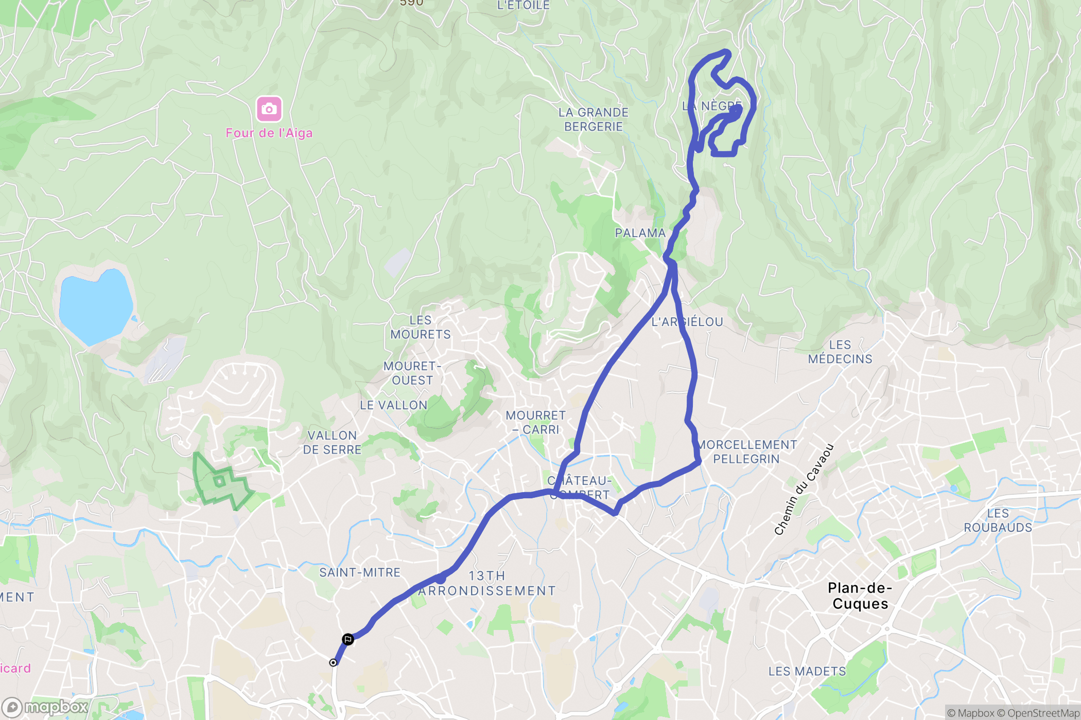 Marseille : carte du parcours de randonnée - France