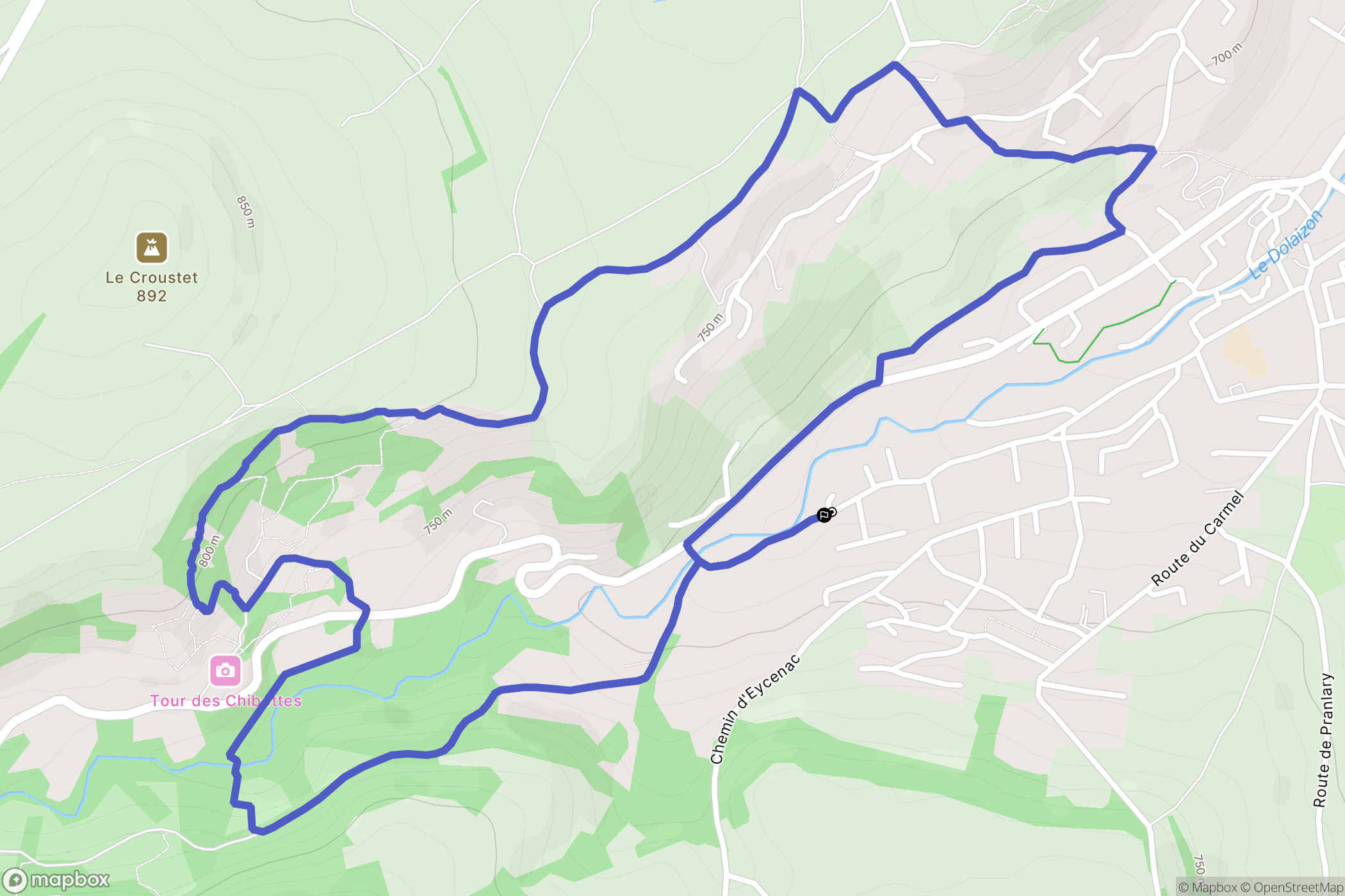 Vals-près-le-Puy : carte du parcours de randonnée - France