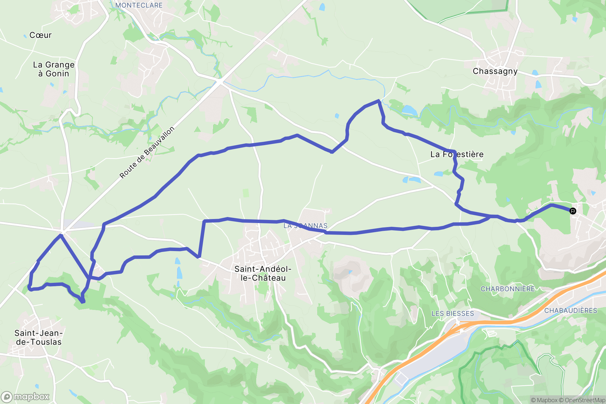Givors : carte du parcours de randonnée - France