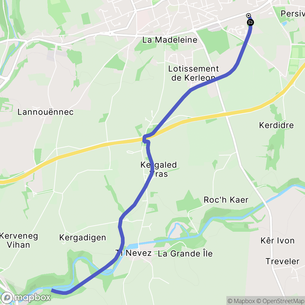 Carhaix-Plouguer : carte du parcours de randonnée - France