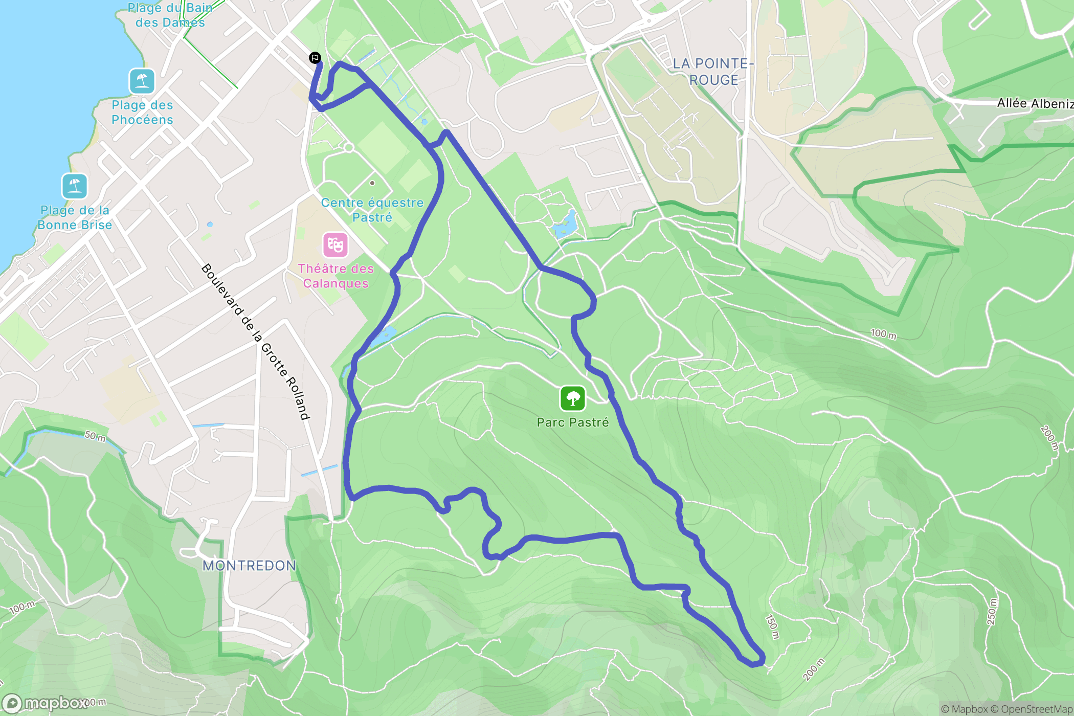 Marseille : carte du parcours de randonnée - France