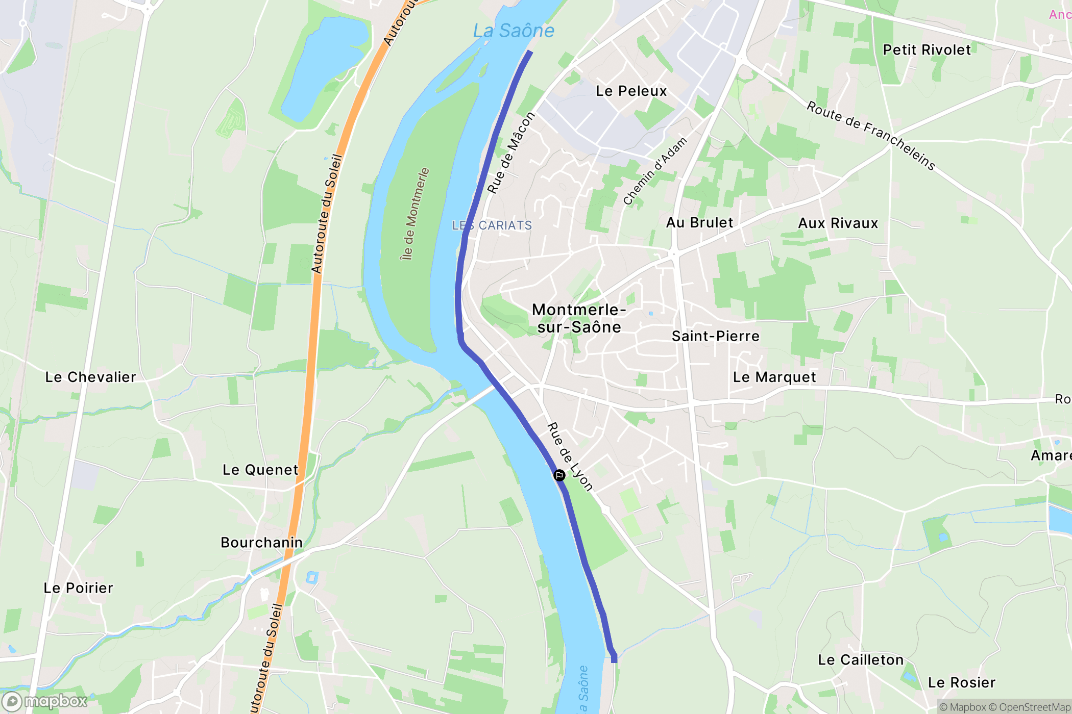 Montmerle-sur-Saône : carte du parcours de randonnée - France