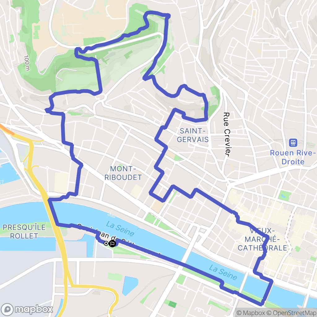 Rouen : carte du parcours de randonnée - France