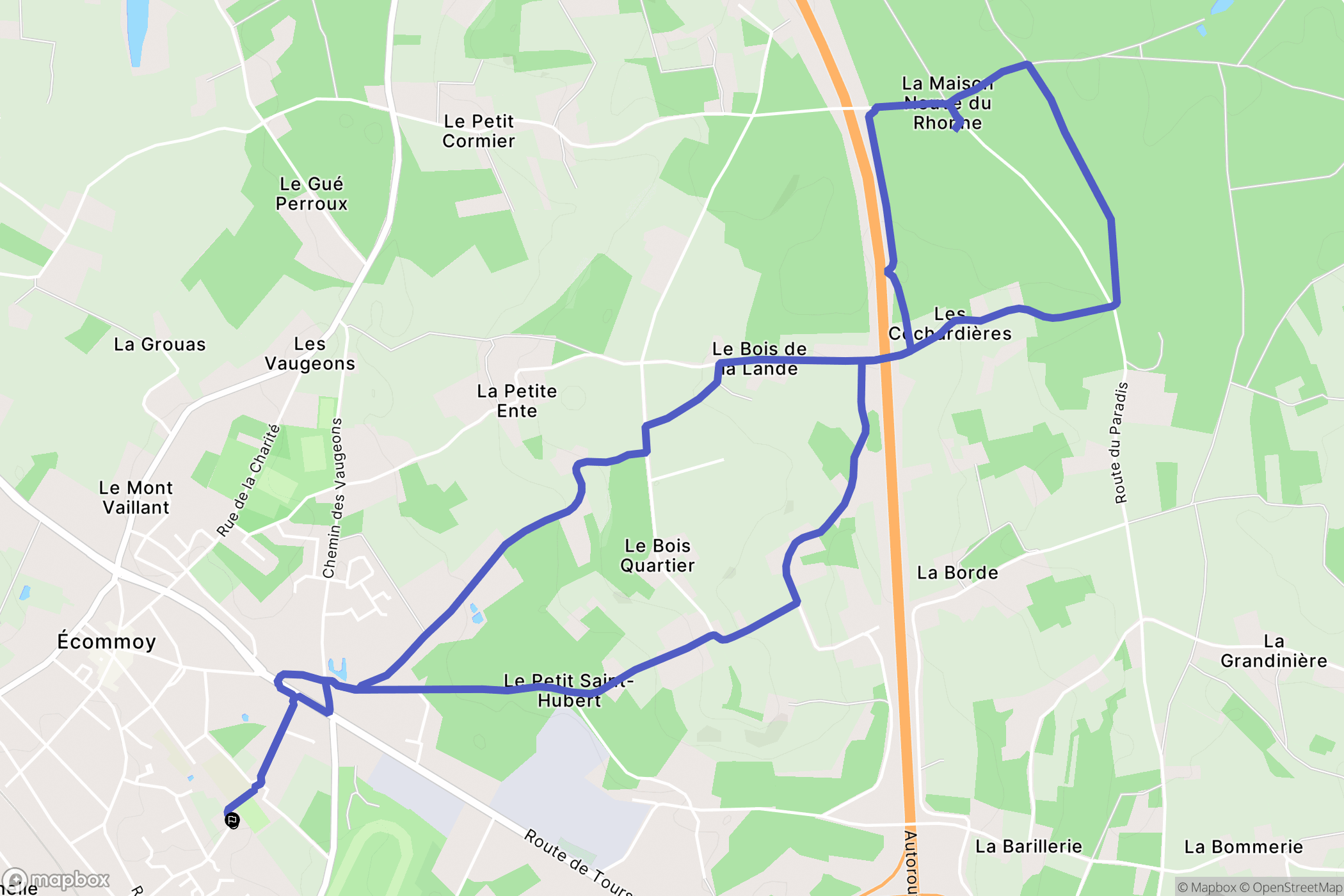 Écommoy : carte du parcours de randonnée - France