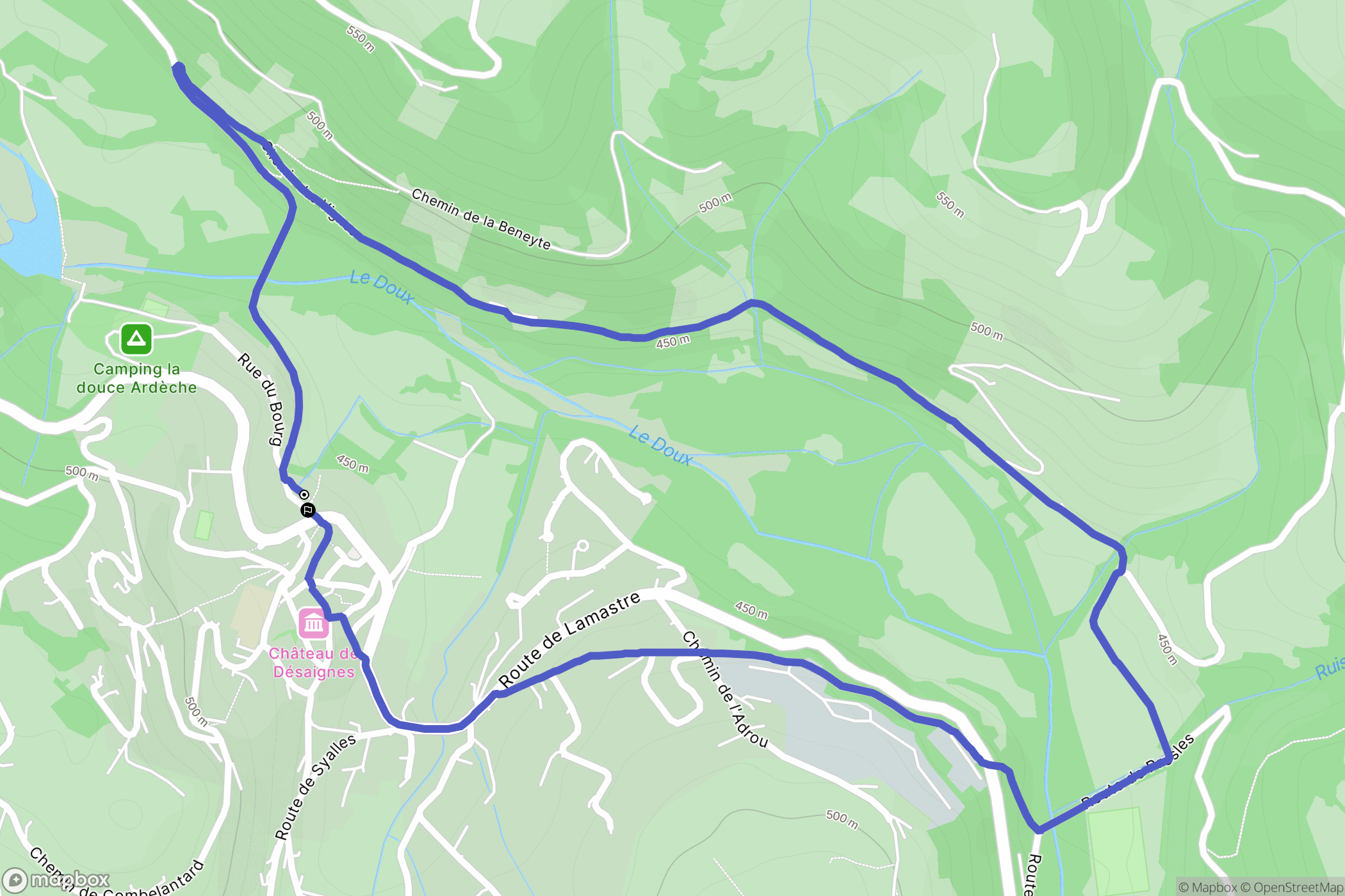 Désaignes : carte du parcours de randonnée - France