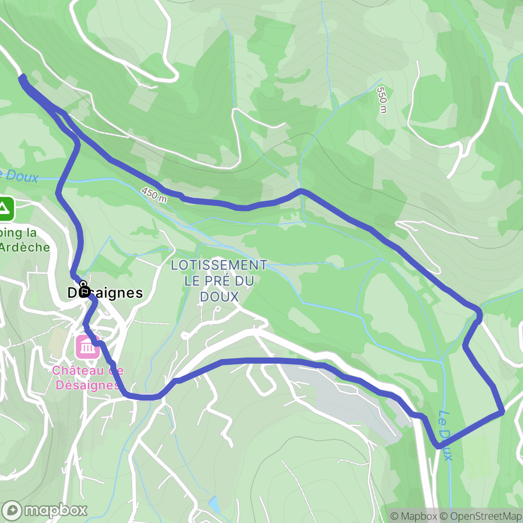 Désaignes : carte du parcours de randonnée - France