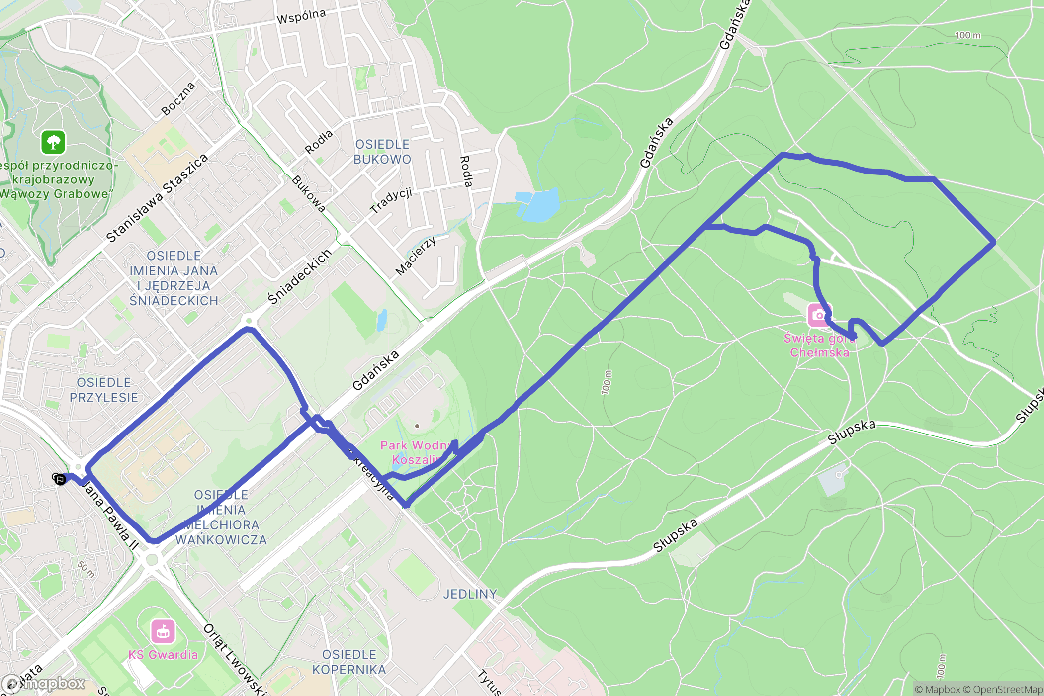 Koszalin: mapa trasy - Poland