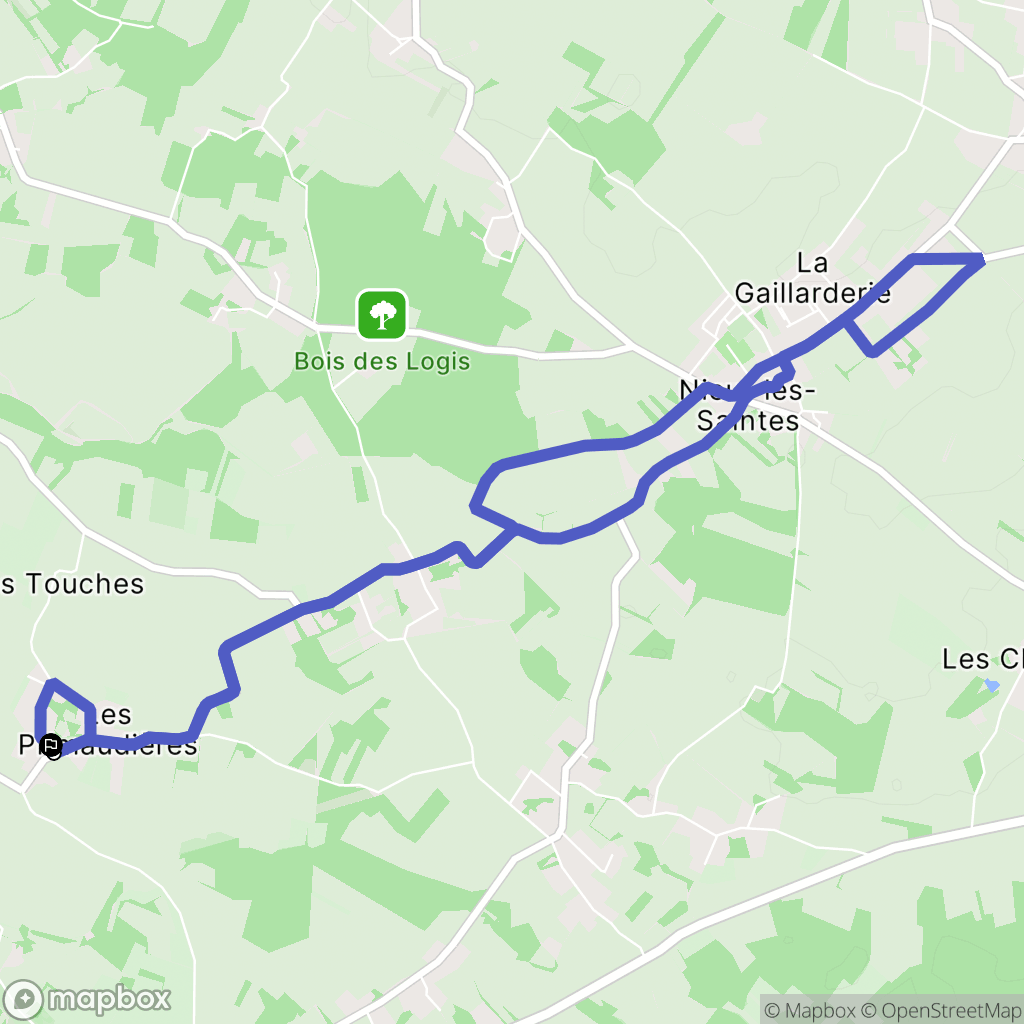 Nieul-lès-Saintes : carte du parcours de randonnée - France