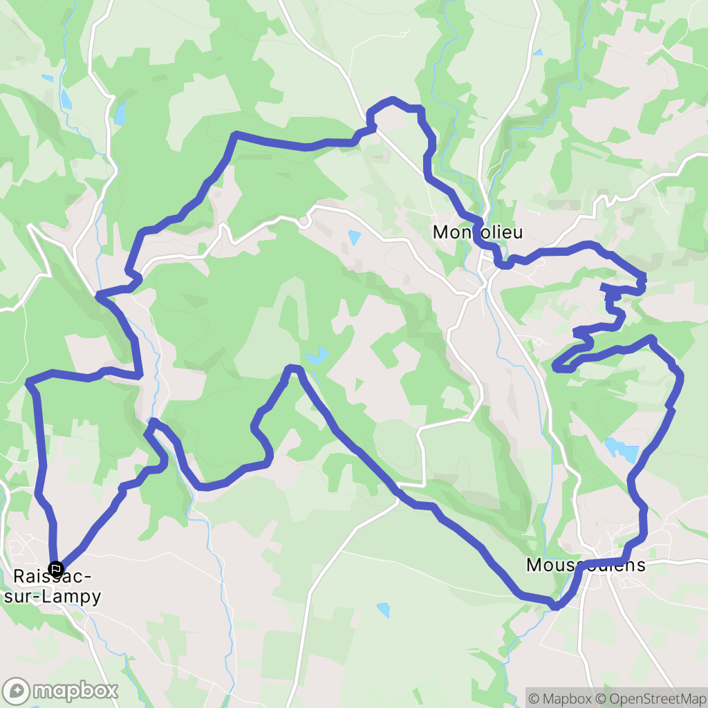 Raissac-sur-Lampy : carte du parcours de randonnée - France