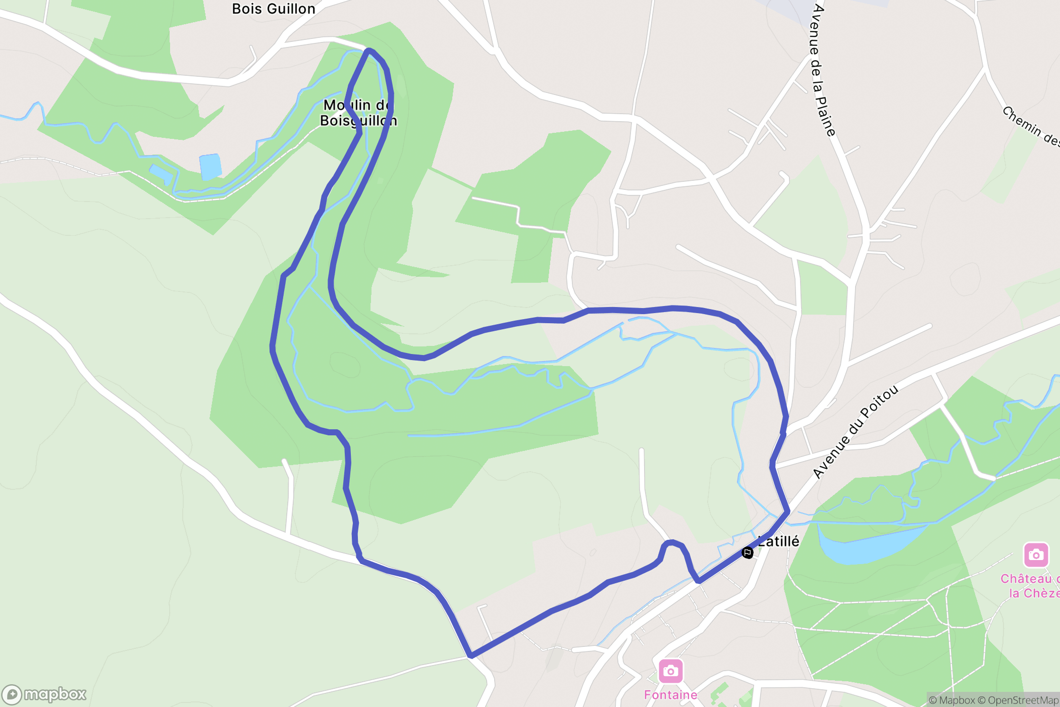 Latillé : carte du parcours de randonnée - France