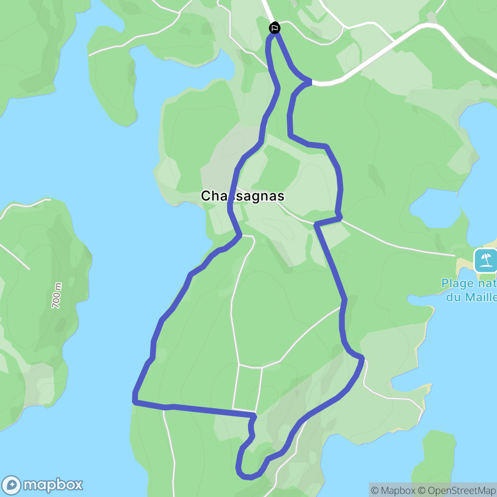 Royère-de-Vassivière : carte du parcours de randonnée - France