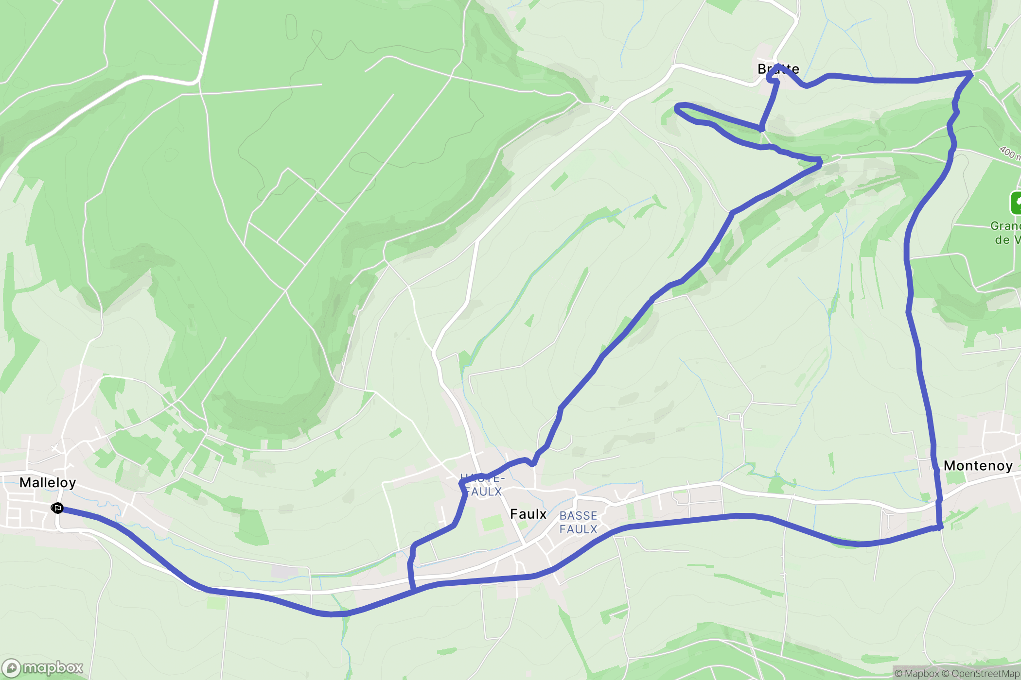 Malleloy : carte du parcours de randonnée - France