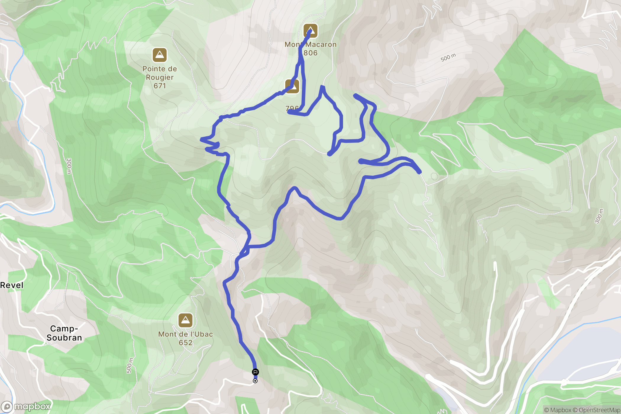 Cantaron : carte du parcours de randonnée - France