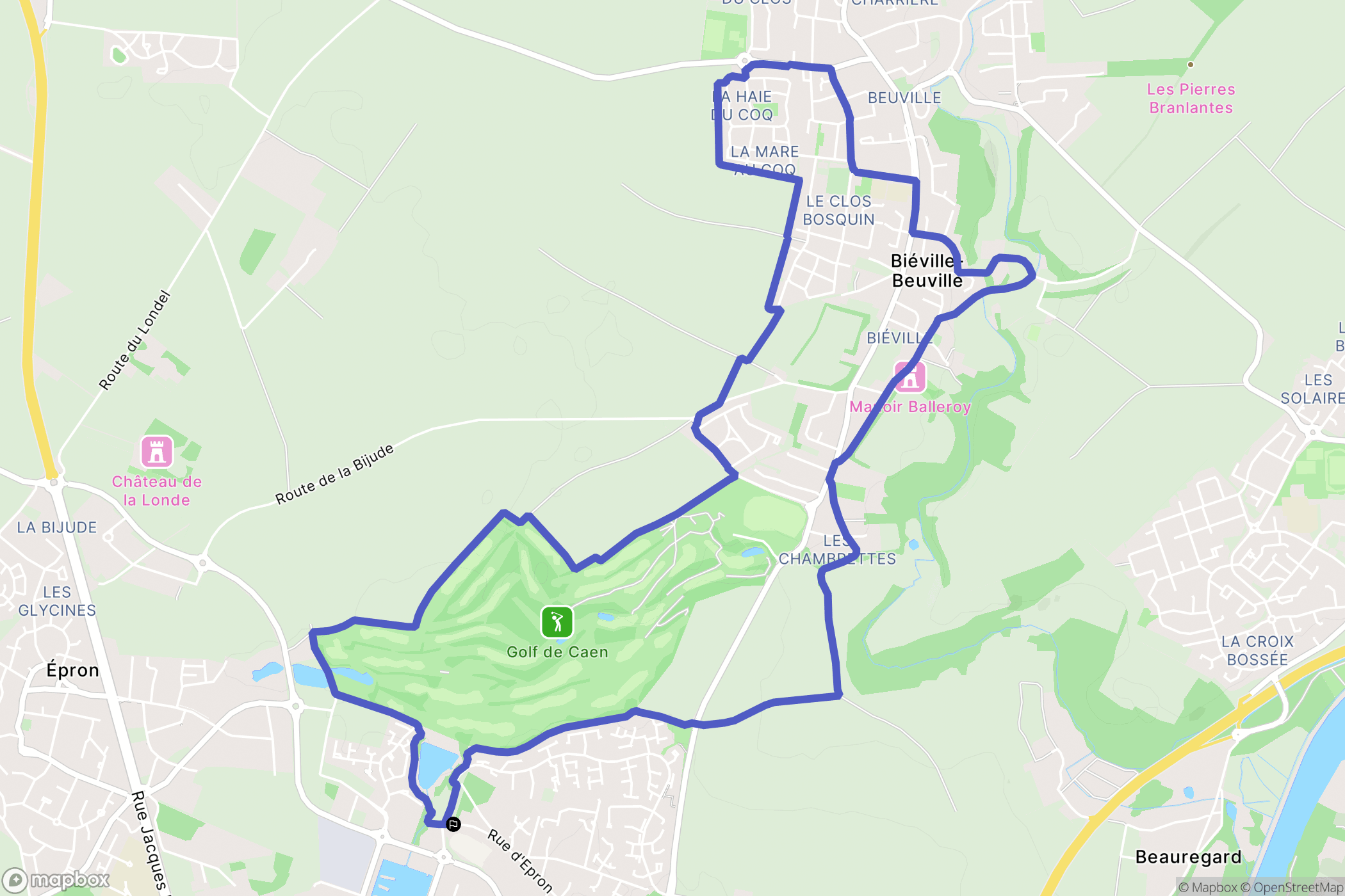 Hérouville-Saint-Clair : carte du parcours de randonnée - France