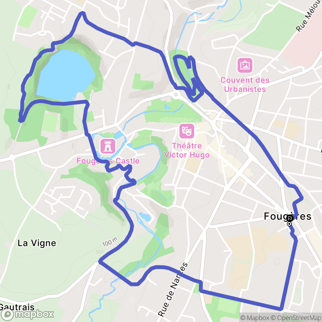 Fougères : carte du parcours de randonnée - France