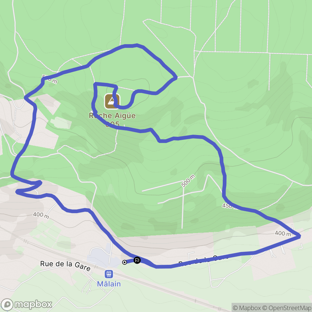 Mâlain : carte du parcours de randonnée - France