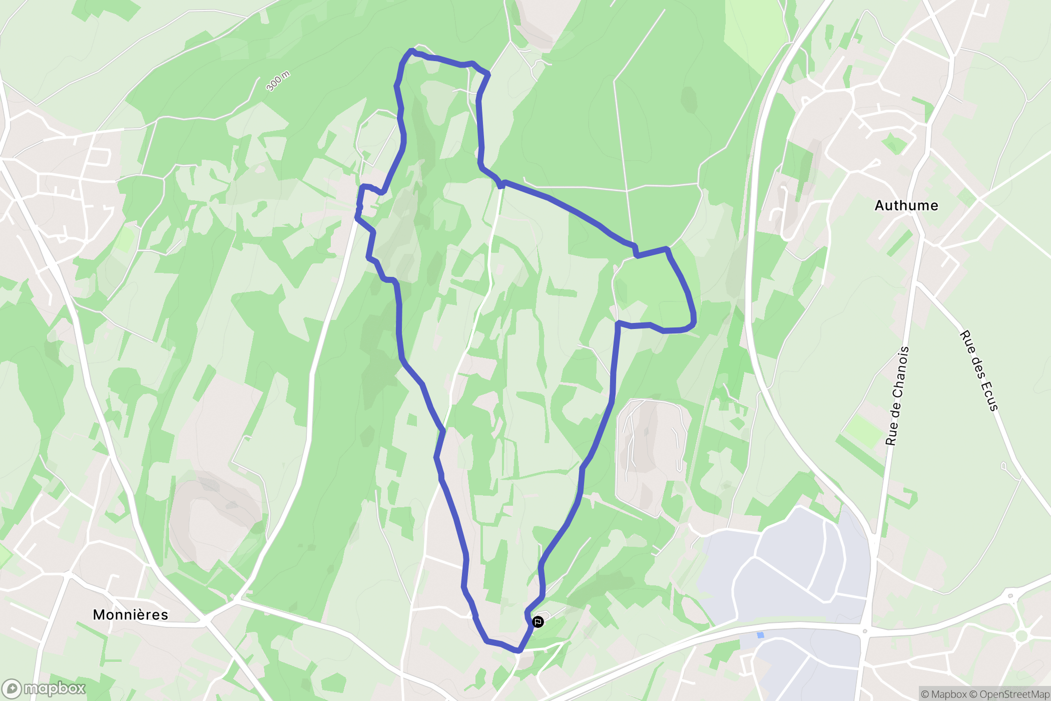 Dole : carte du parcours de randonnée - France