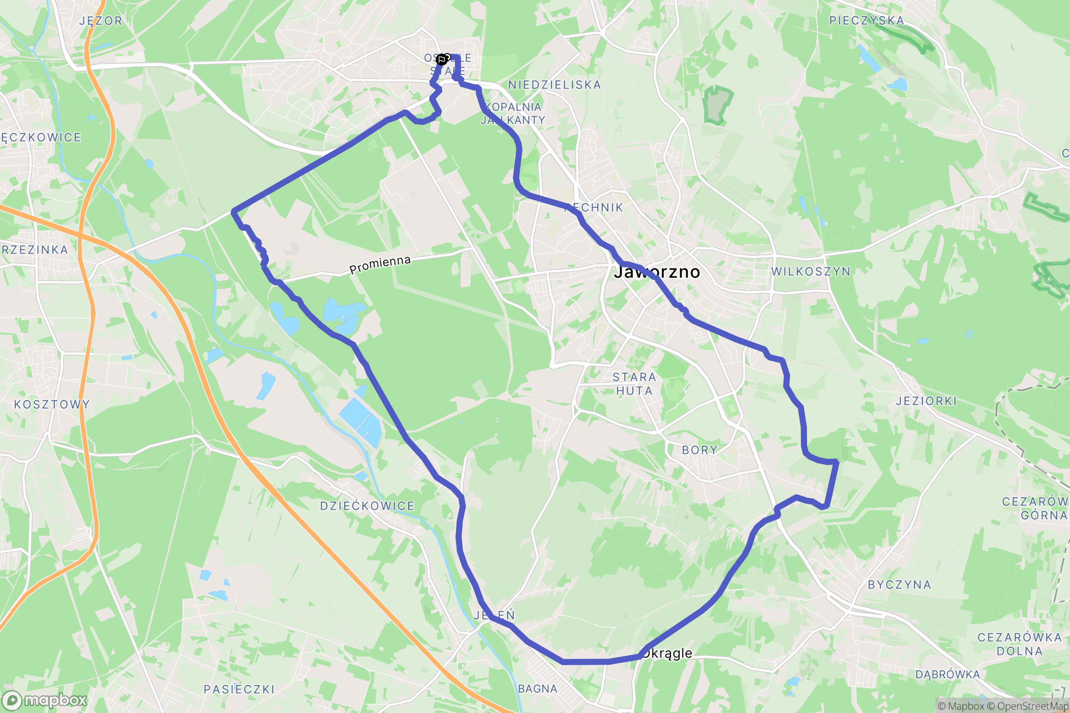 Jaworzno: mapa trasy - Poland
