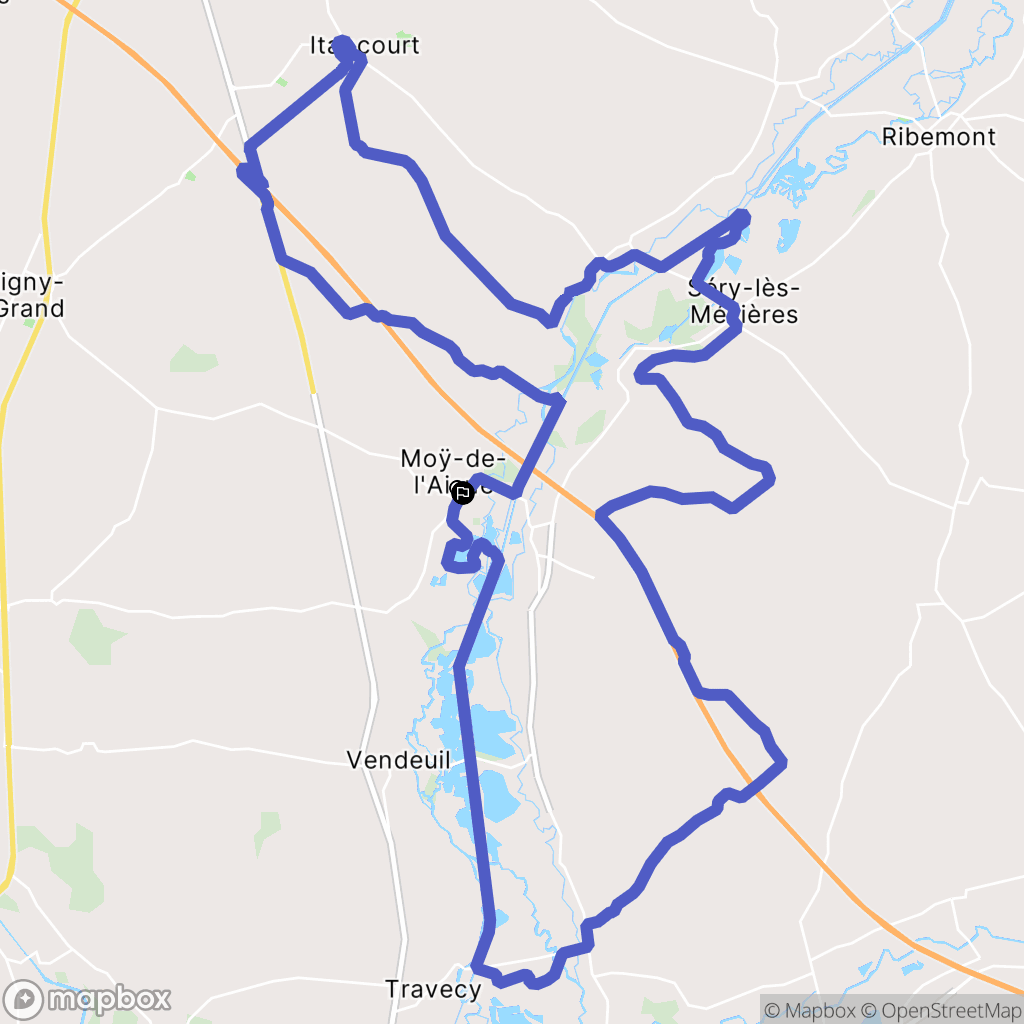 Moÿ-de-l'Aisne : carte du parcours de randonnée - France