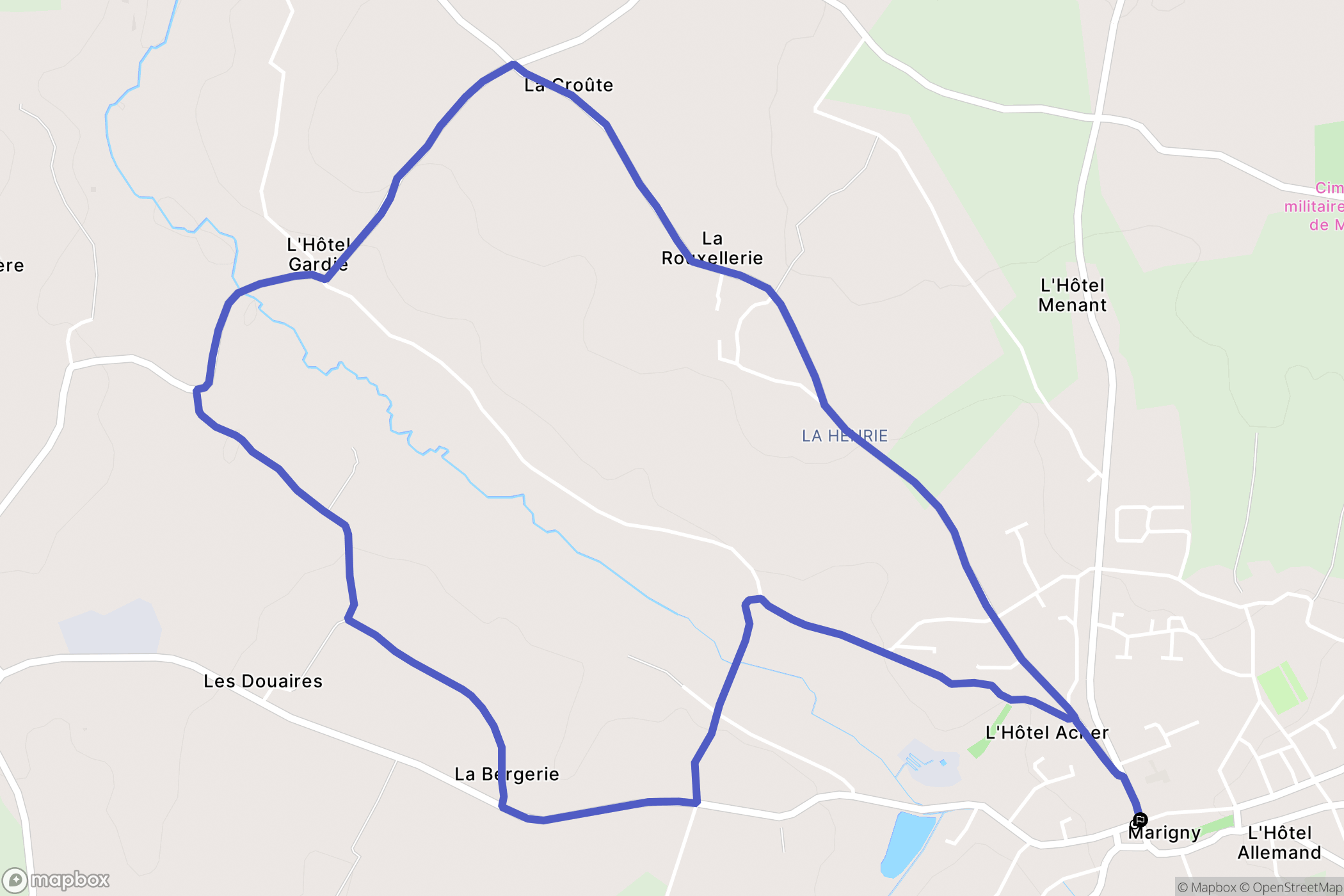Marigny-le-Lozon : carte du parcours de randonnée - France