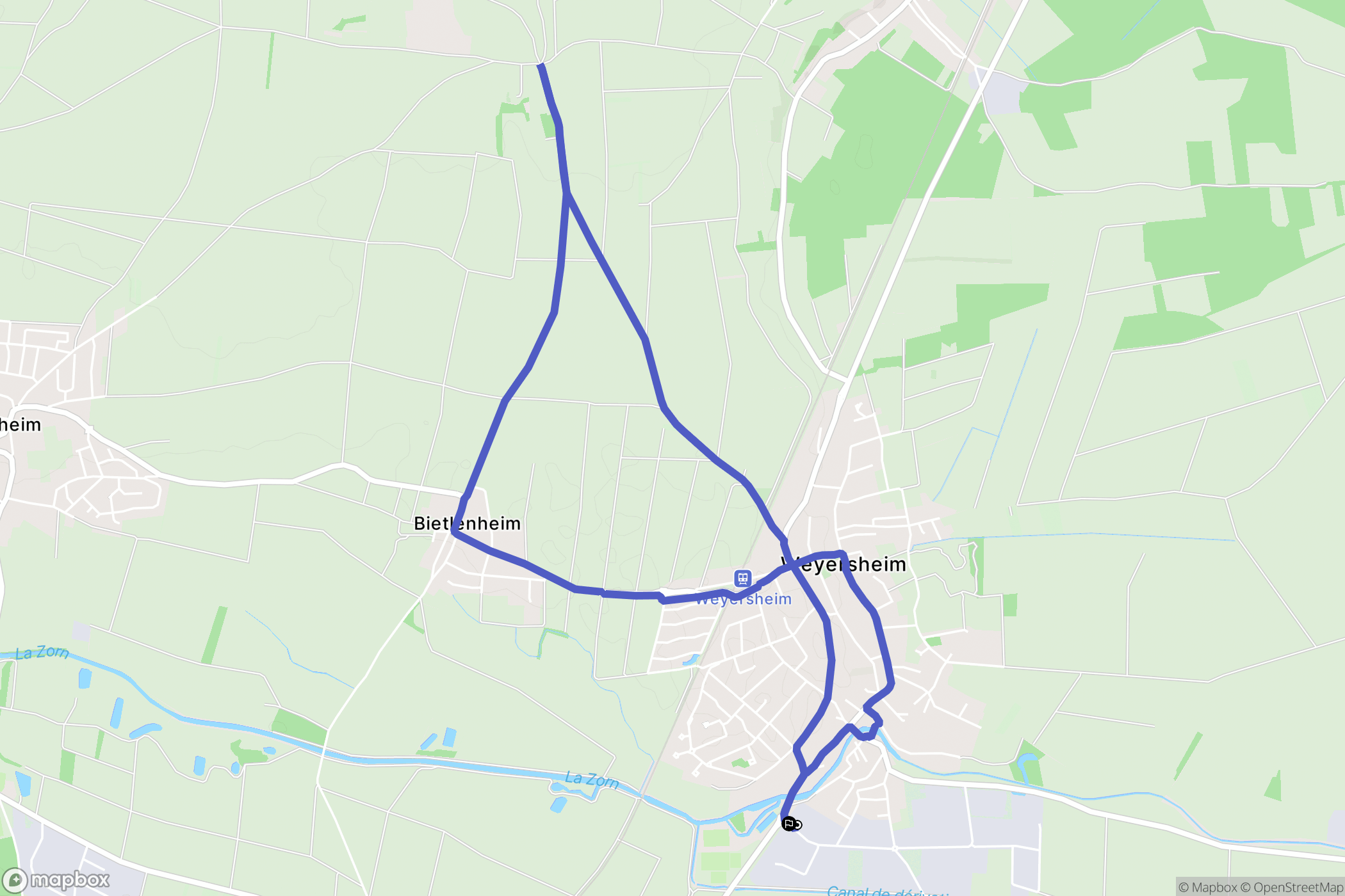 Weyersheim : carte du parcours de randonnée - France