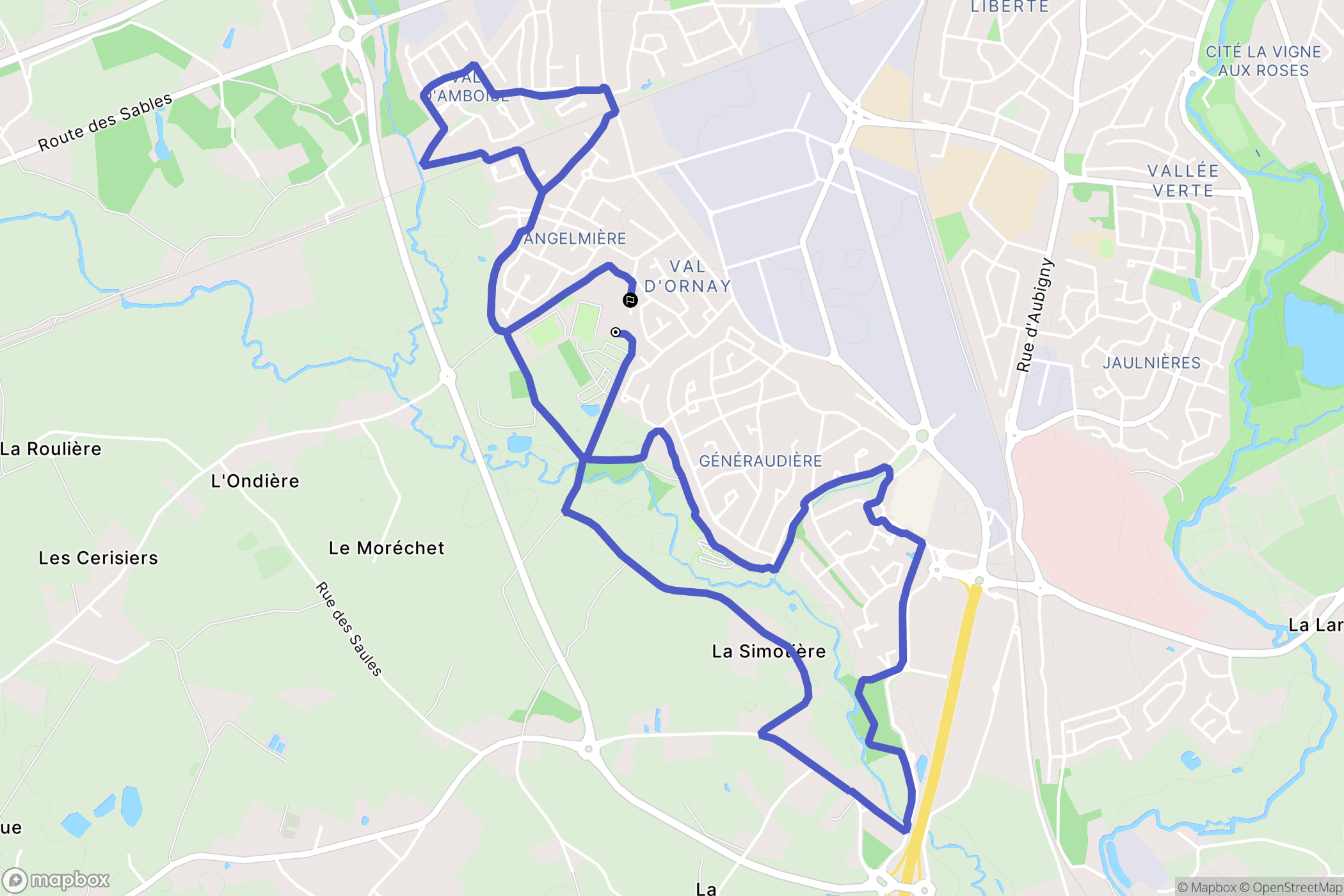 La Roche-sur-Yon : carte du parcours de randonnée - France