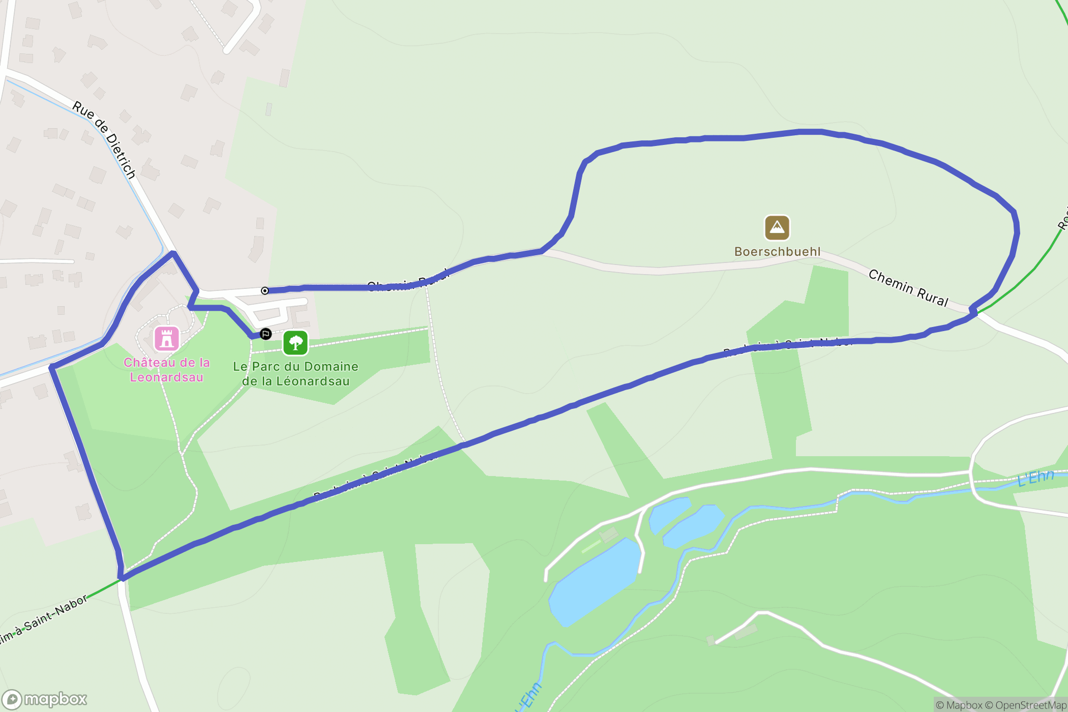 Obernai : carte du parcours de randonnée - France