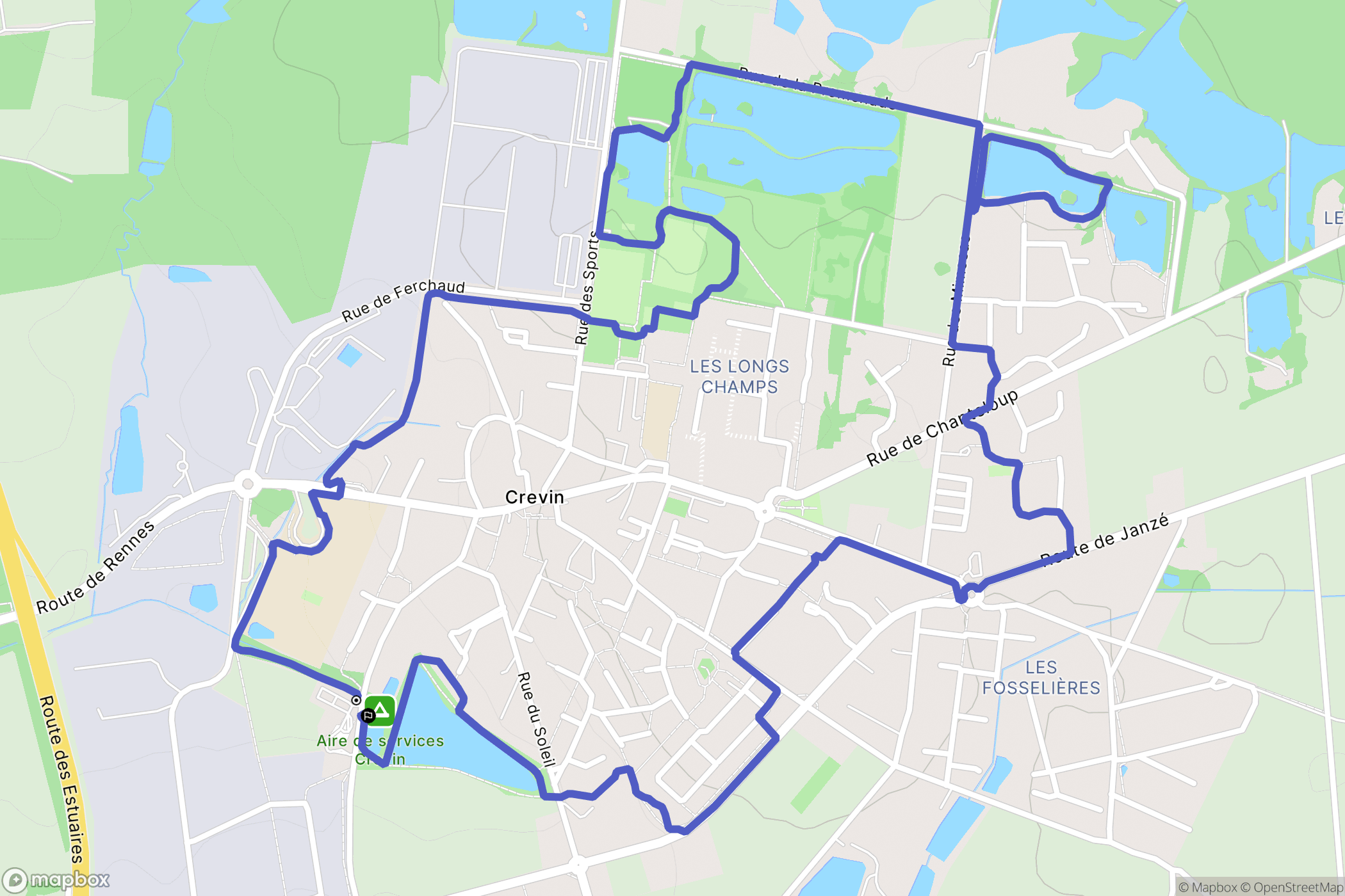 Crevin : carte du parcours de randonnée - France