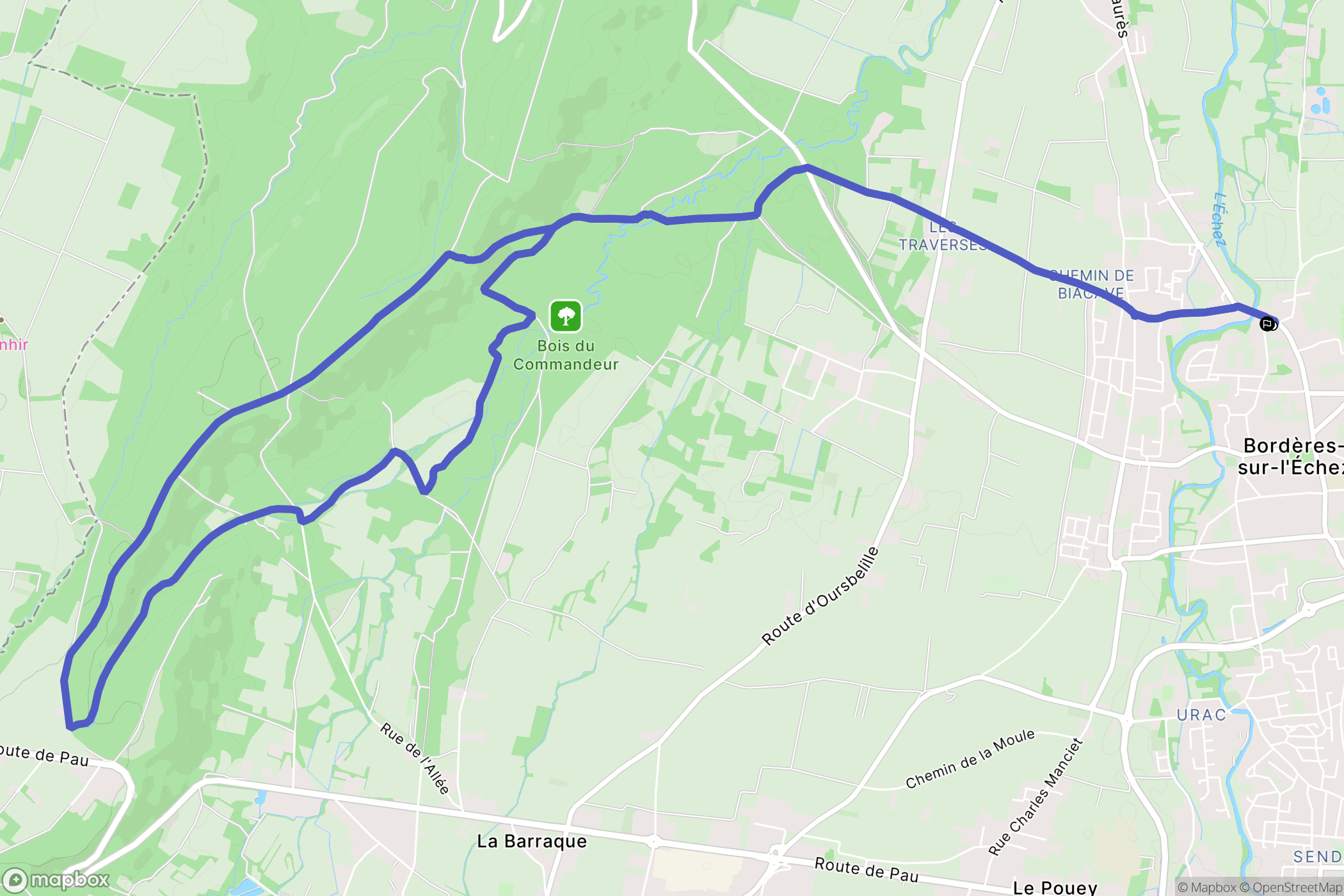 Bordères-sur-l'Échez : carte du parcours de randonnée - France