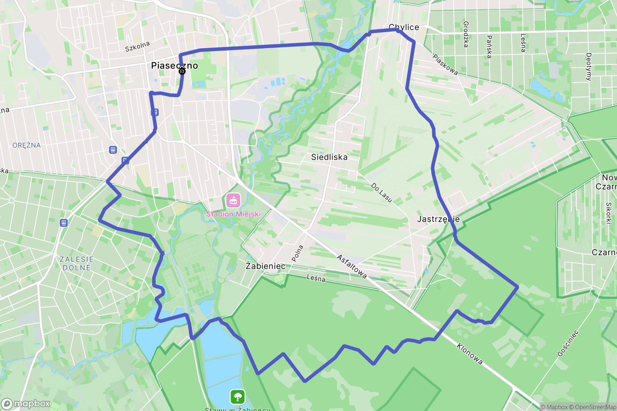 Piaseczno: mapa trasy - Poland