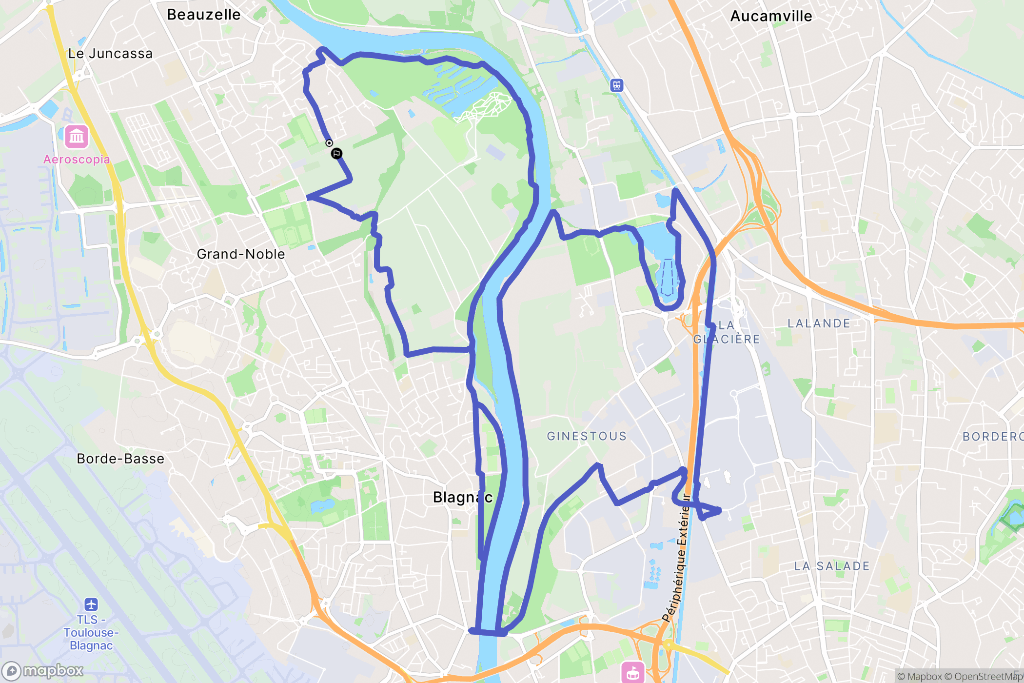 Beauzelle : carte du parcours de randonnée - France