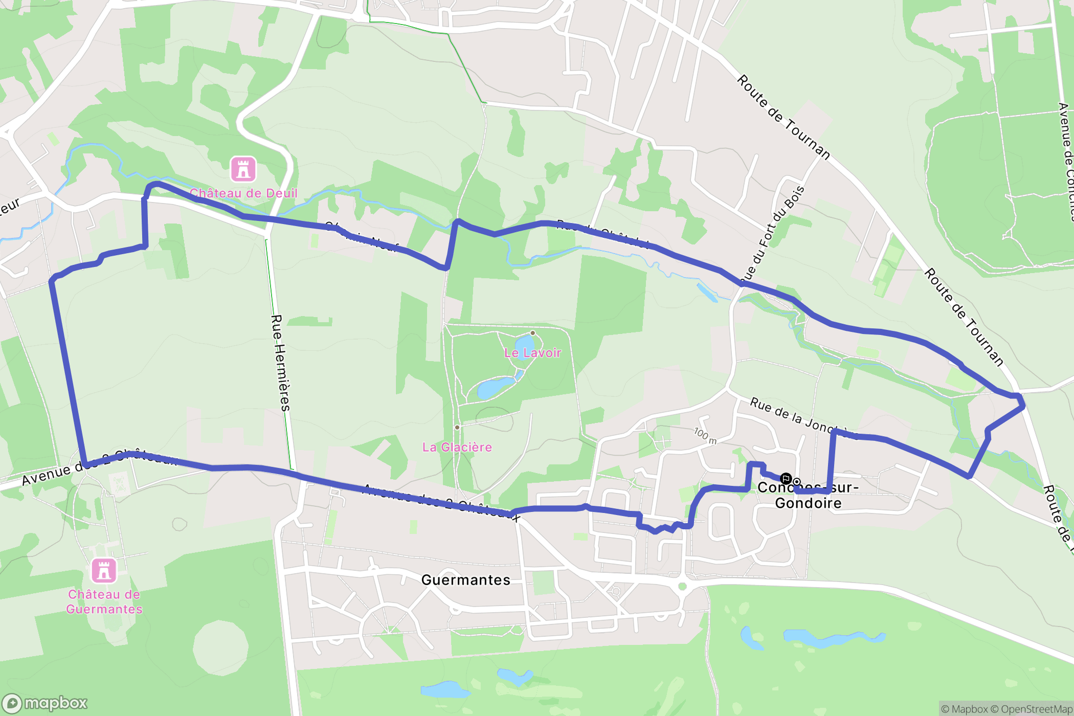 Conches-sur-Gondoire : carte du parcours de randonnée - France
