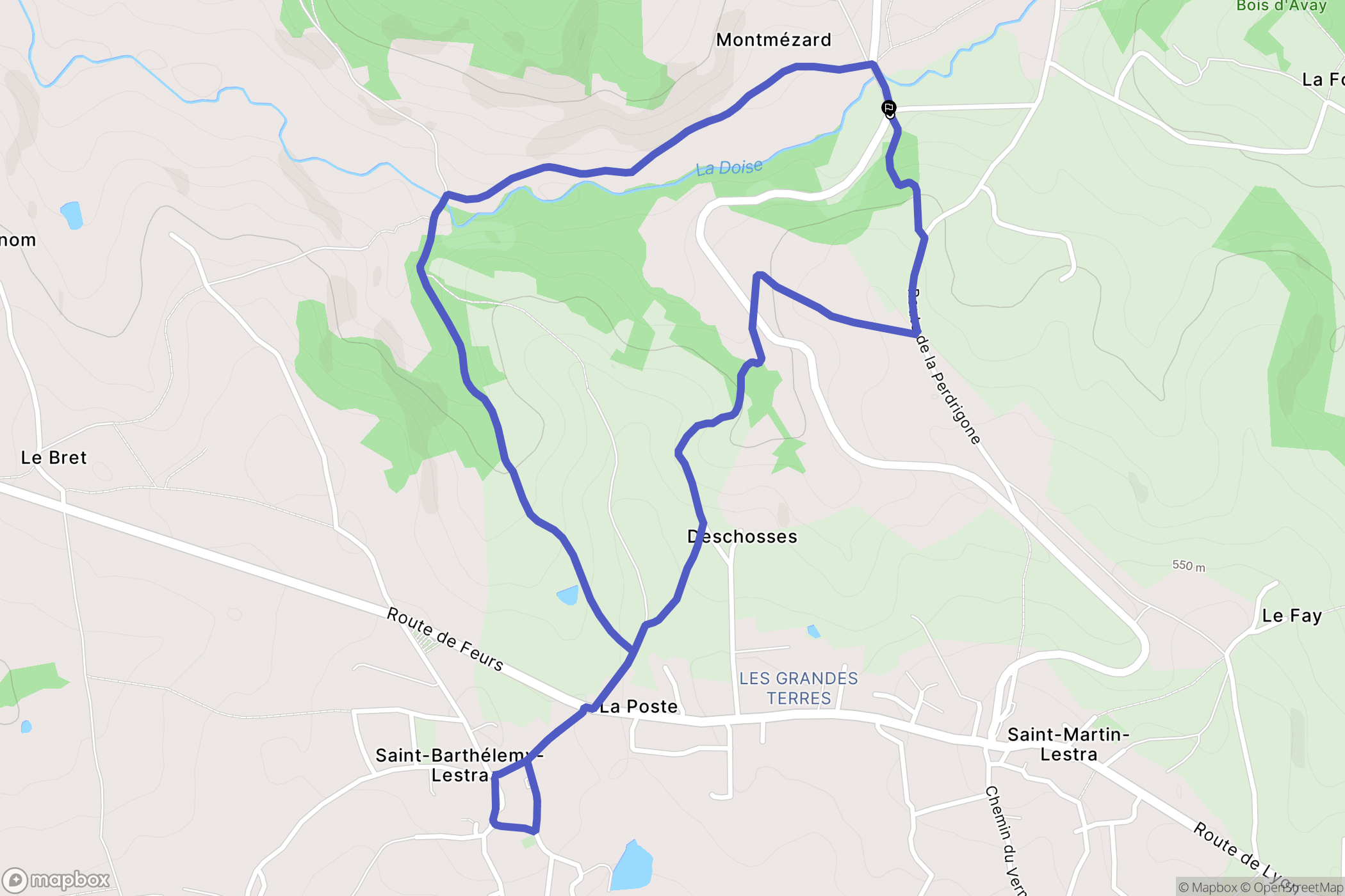 Saint-Martin-Lestra : carte du parcours de randonnée - France